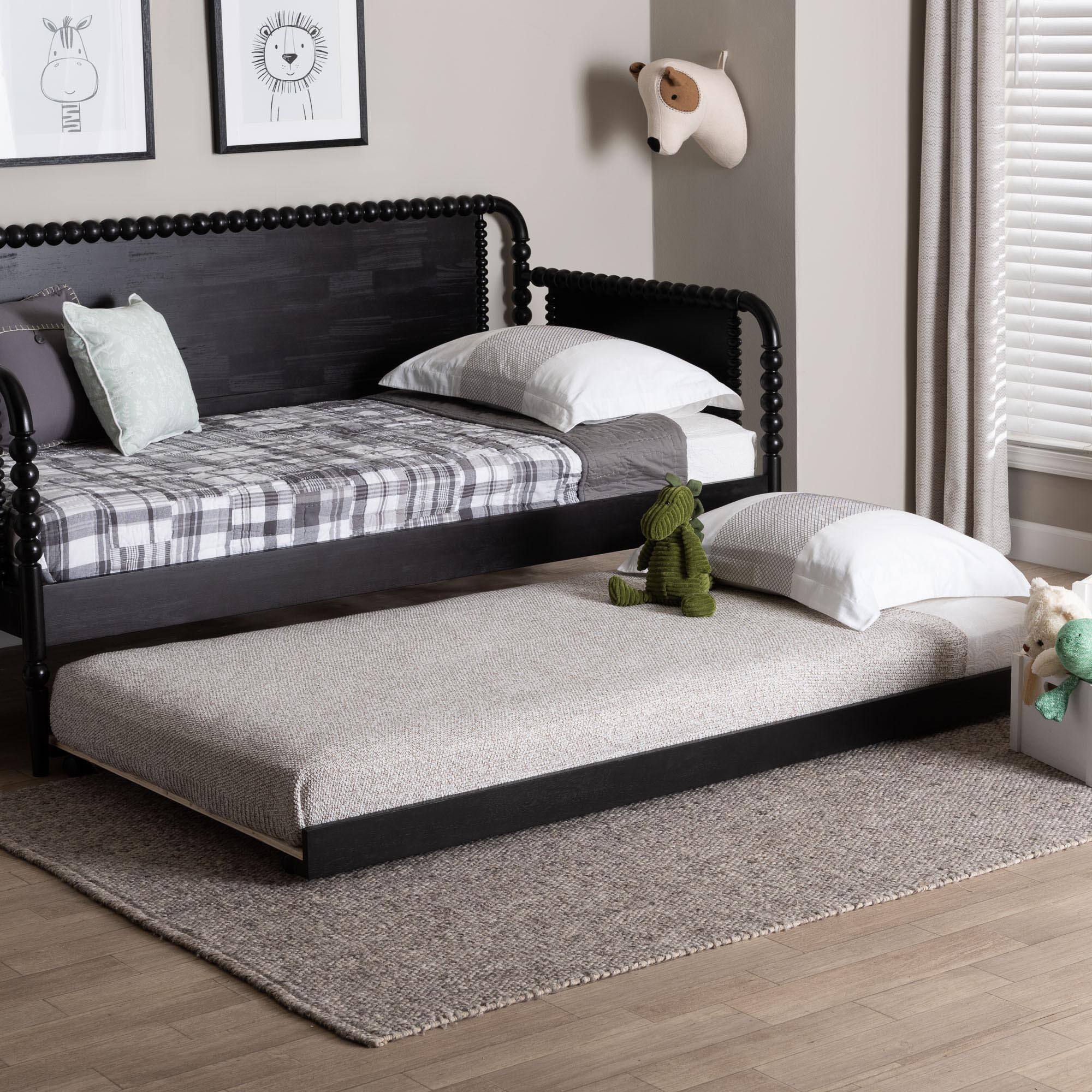 Alt View 1. Baxton Studio - Lucera Trundle - Underbed Low-Profile Rolling Base for Daybeds and Guest Rooms, Twin - Black.