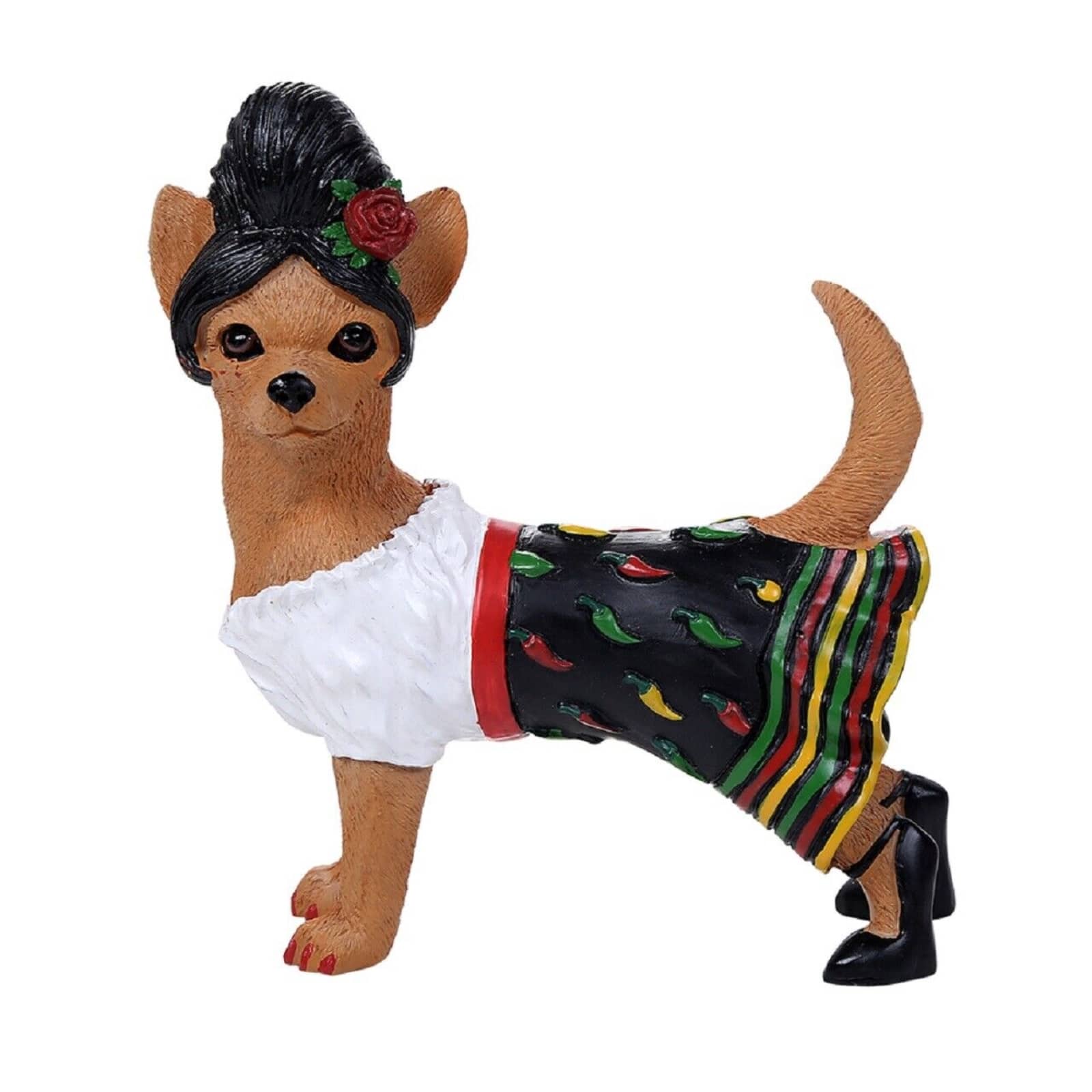 Pacific Trading - Adorable Red Hot Chili Senorita Chi Chi Chihuahua n Costume Dog Figurine 4.75 inch - Multicolor