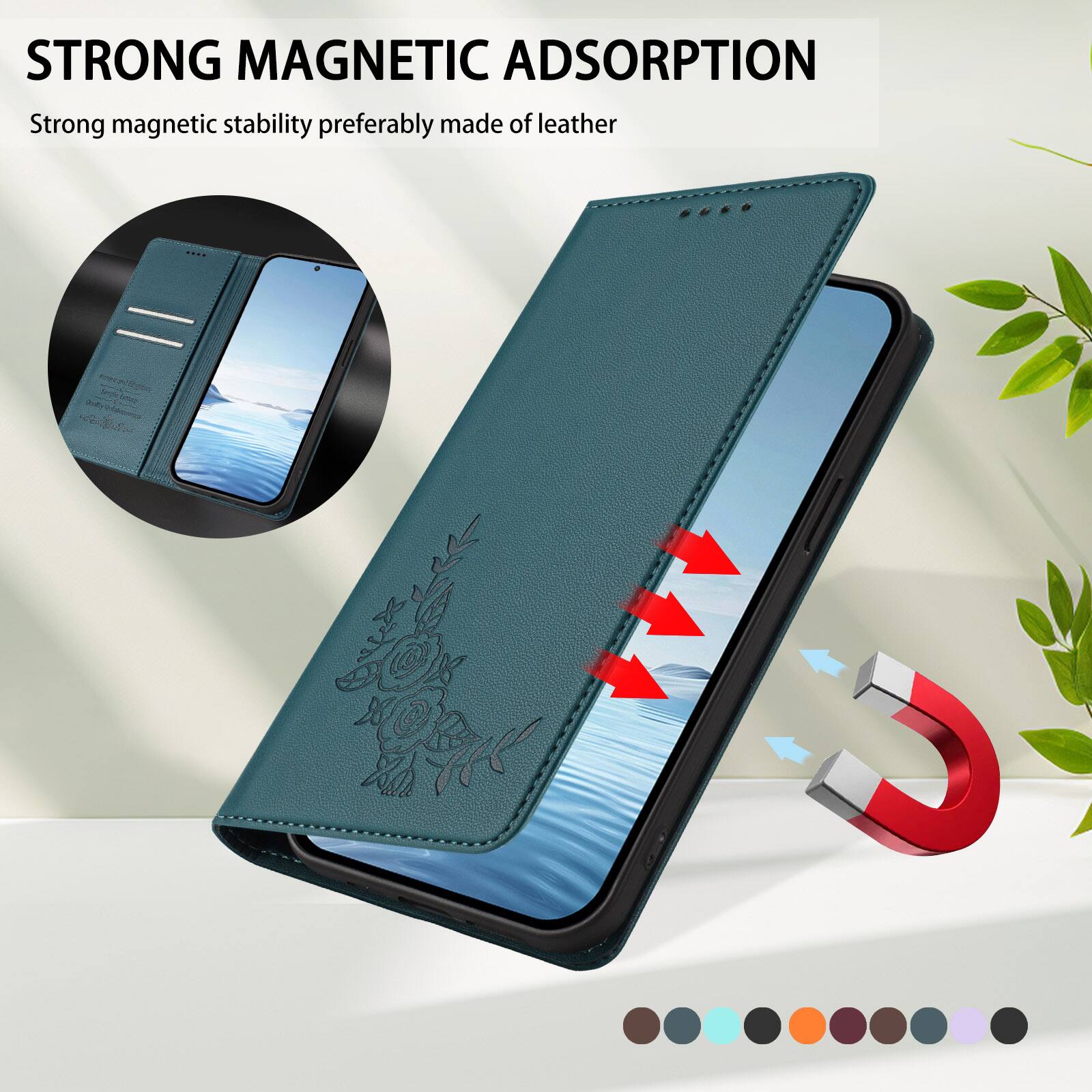STRONG MAGNETIC ADSORPTION  
Strong magnetic stability preferably made of leather