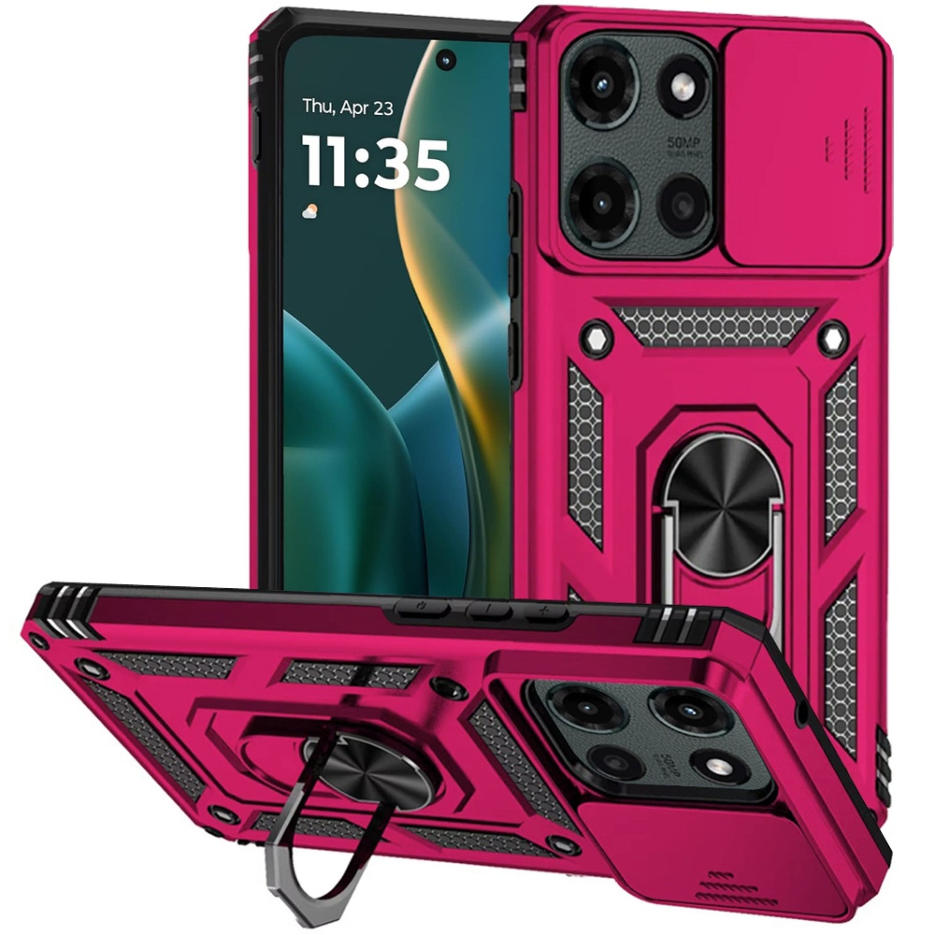 Kitcheniva - Armor Ring Lens Protective Case With Tempered Glass For Moto G Stylus 2026/2025 - Hot Pink price history on PriceWatchPro