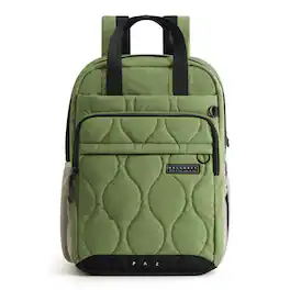 Bagsmart - Paz 28L Quilted Travel Backpack Water-Repellent Daypack with 15.6 Inch Laptop Compartment for Work School - Green