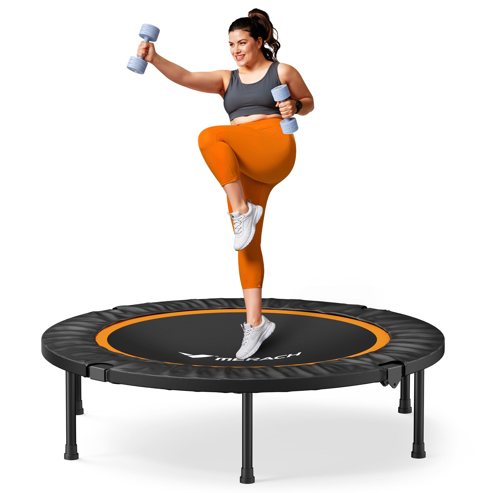 MERACH - Mini Trampoline, 40 inch Foldable Trampoline for Kids & Adult, Exercise Rebounder, 330lbs Capacity - Without handle