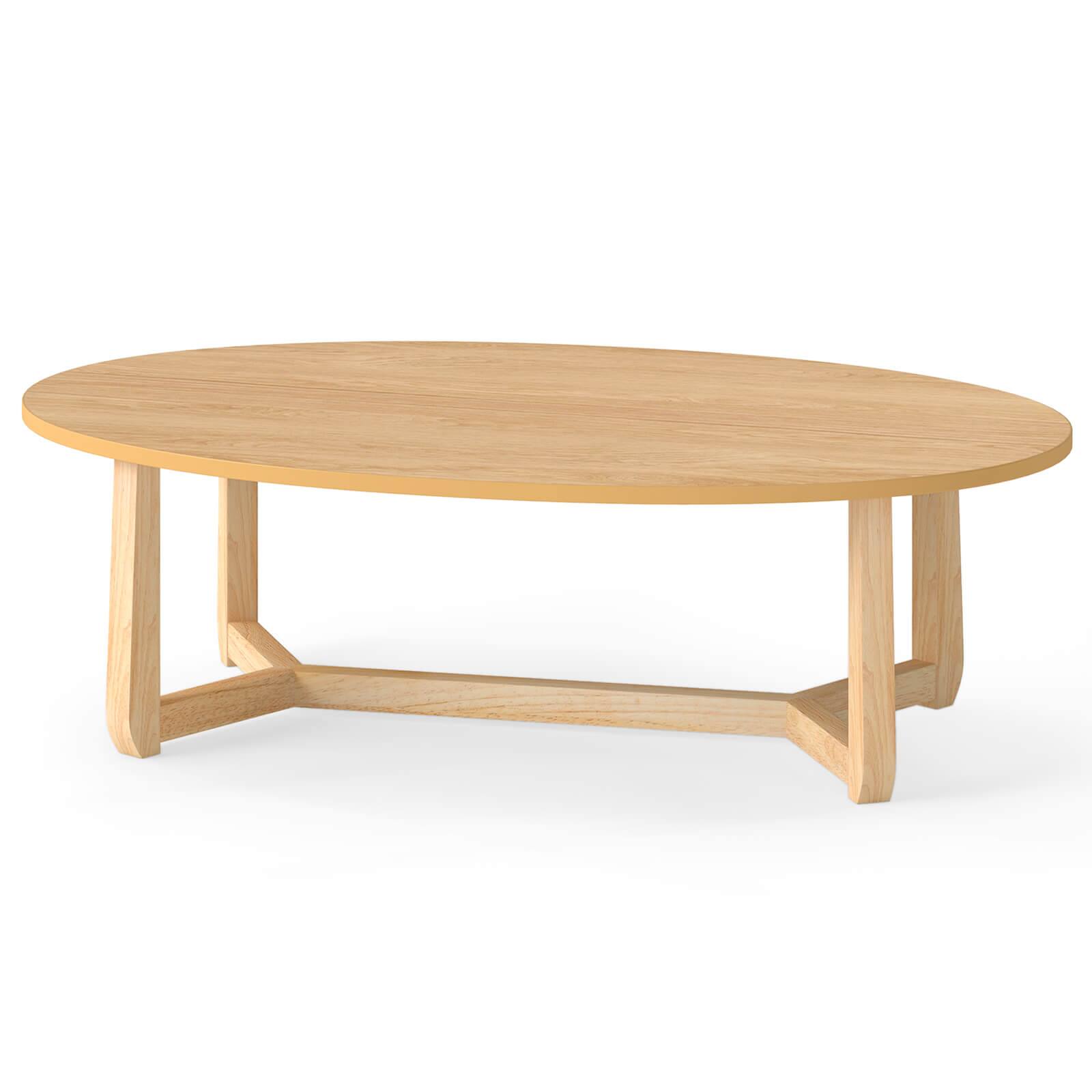 Alt View 9. Costway - Costway 46" Oval Coffee Table with Thickened Top & Solid Rubber Wood Frame for Living Room - Natural.