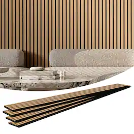 VEVOR - Wood Slat Acoustic Panels, 7.9 x 94.5 inch,MDF Accent Wooden Wall Panels for Modern Interior Wall Decor, Faux Wood Wall - Light Oak