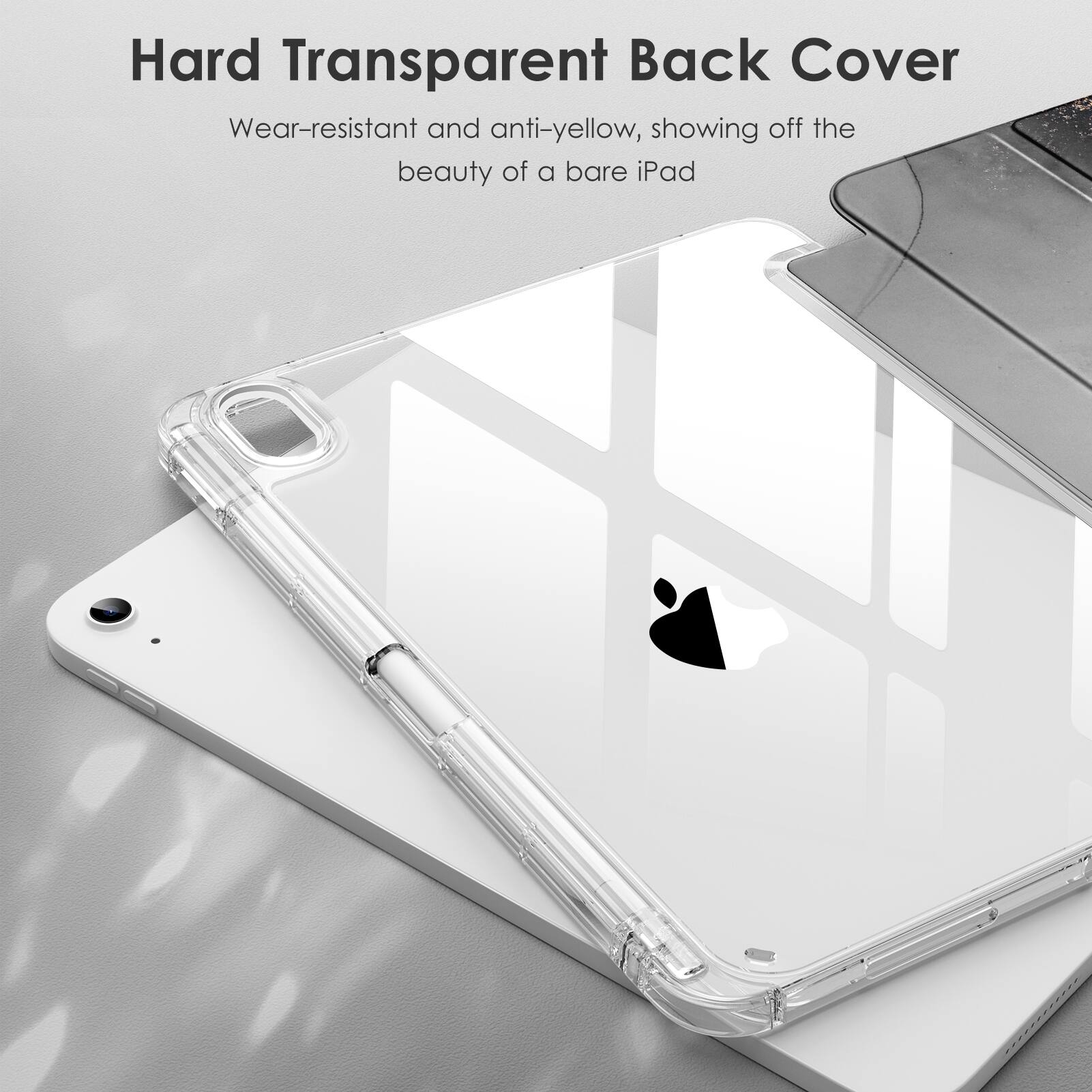 Hard Transparent Back Cover

Wear-resistant and anti-yellow, showing off the beauty of a bare iPad