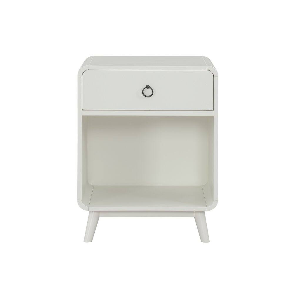Alt View 1. Furniture of America - Ocala Mid-Century Wood 1-Drawer Side Table - White.
