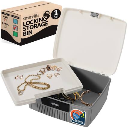 SIZES 1 GAL 6.5 GAL COLORS serenelife LOCKING STORAGE BIN 1 Gal 4 SECURE DIGIT CODE