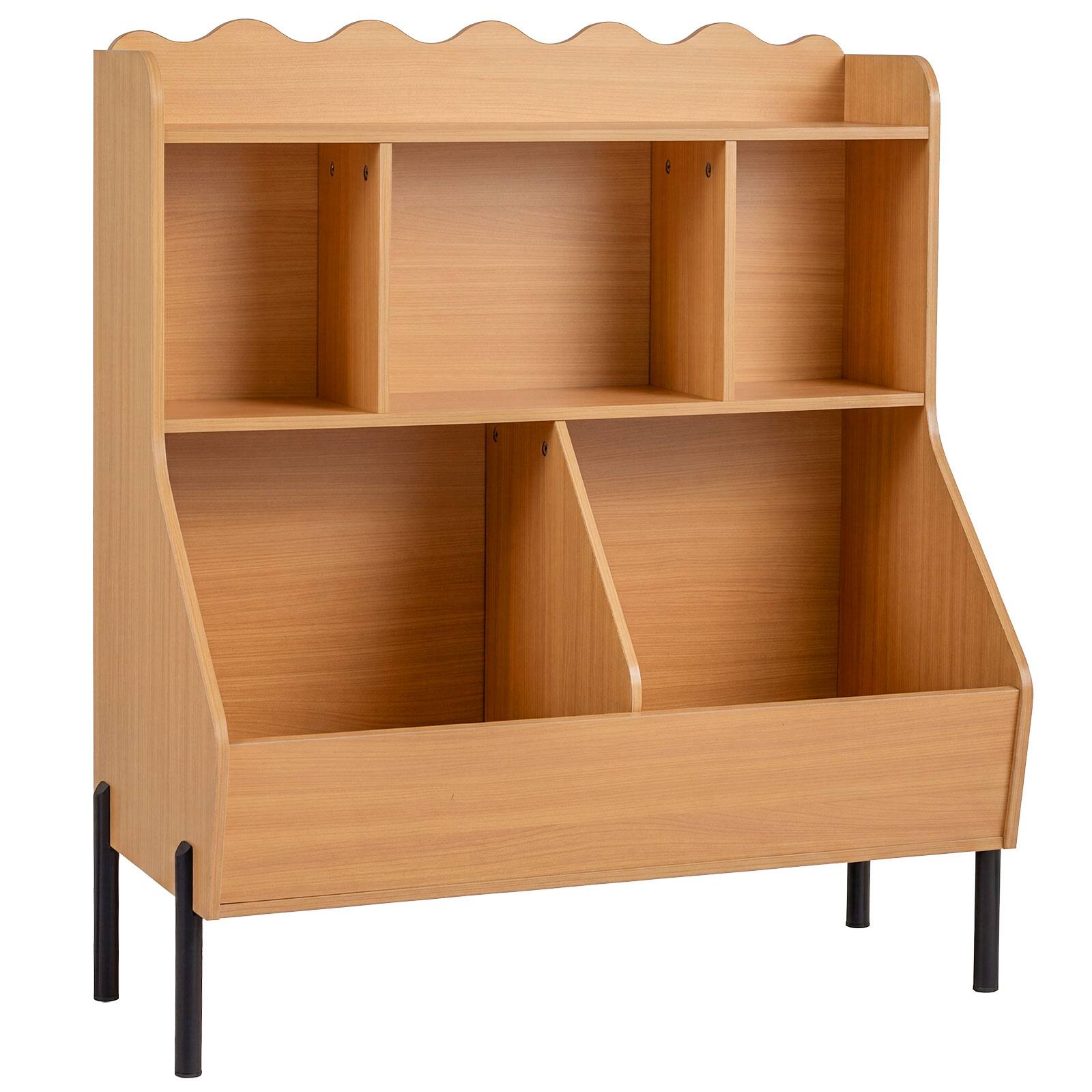 Alt View 9. Costway - Costway Kids Toy Storage Organizer with 5 Storage Cubes, Toddler Storage Cabinet for Home - Natural.