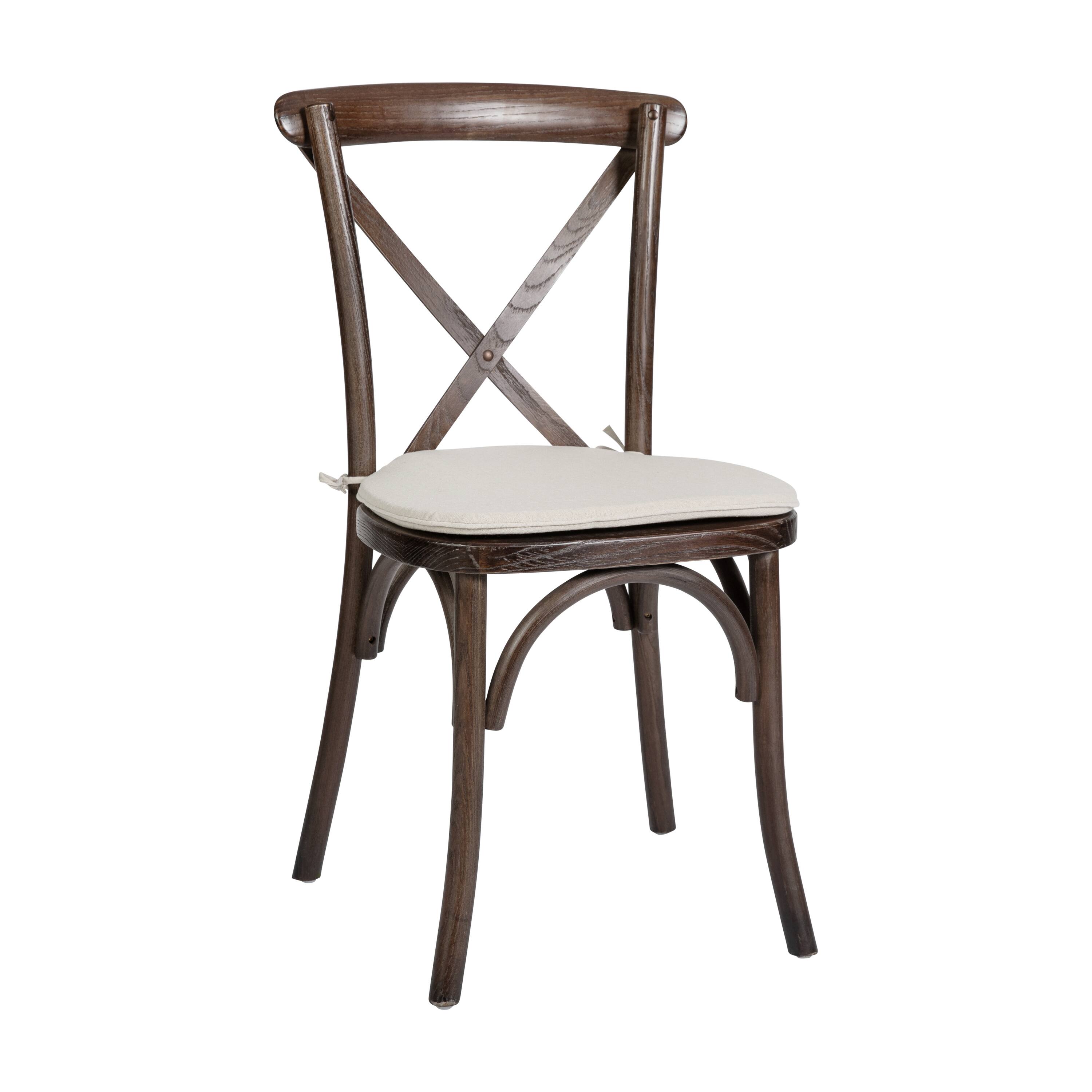 Alt View 1. Emma + Oliver - Stackable Wood Cross Back Dining Chair with Cushion - Mahogany.