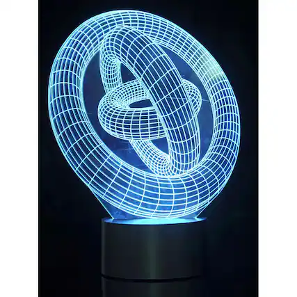 Front. JuzToys - 3D Night Light for Kids, 3D Ring-In-Ring Laser Cut Precision LED Lights, LED Lamp for Bedrooms and Offices - Black.