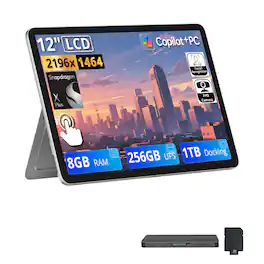 Microsoft - Surface Pro 12" LCD Touch Tablet,Snapdragon X Plus,8GB RAM,256GB UFS+1TB Dock Set,Win 11 - Platinum