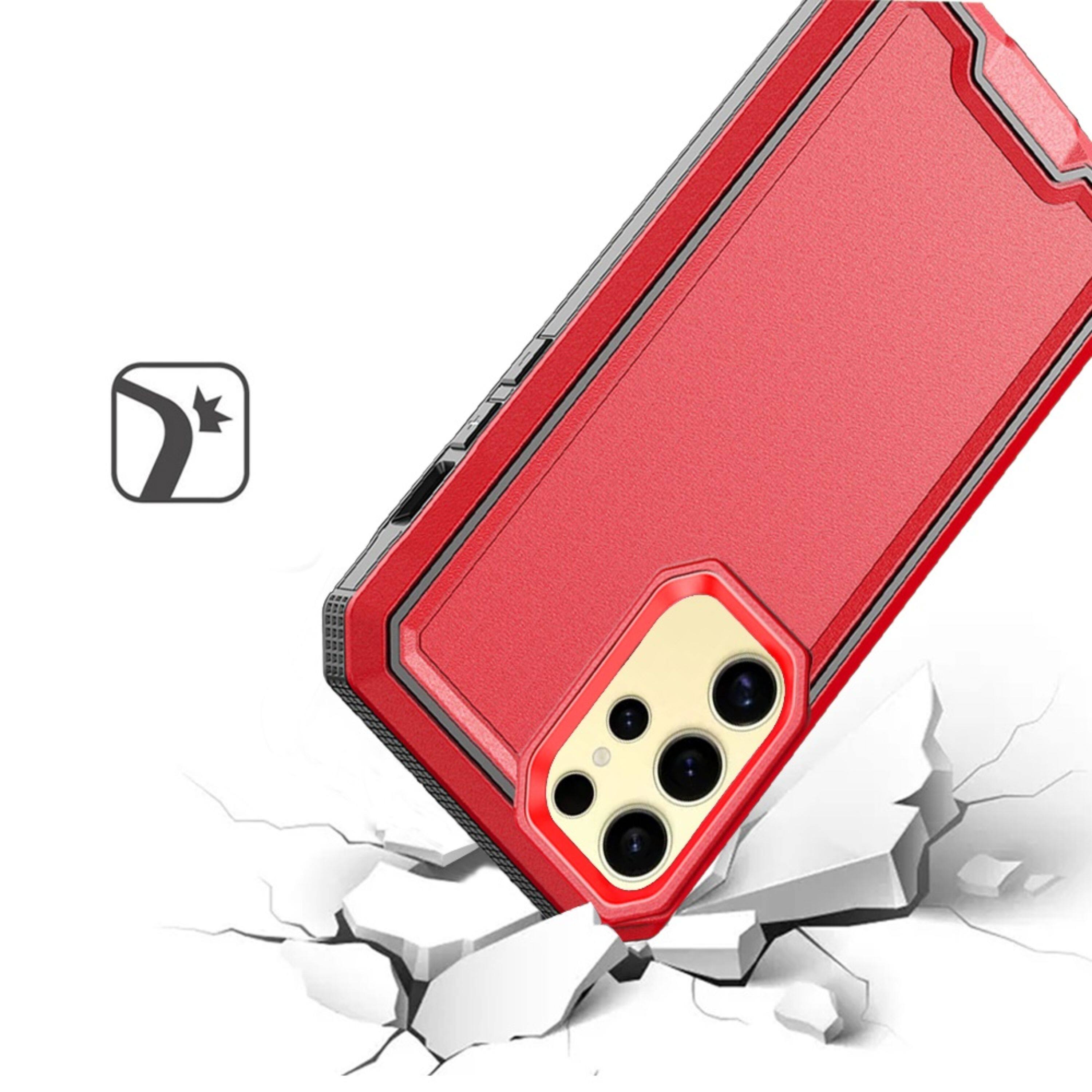 Left. Kitcheniva - Strong Fused Protective Shockproof Phone Case For Samsung Galaxy S24+ Red - Red.