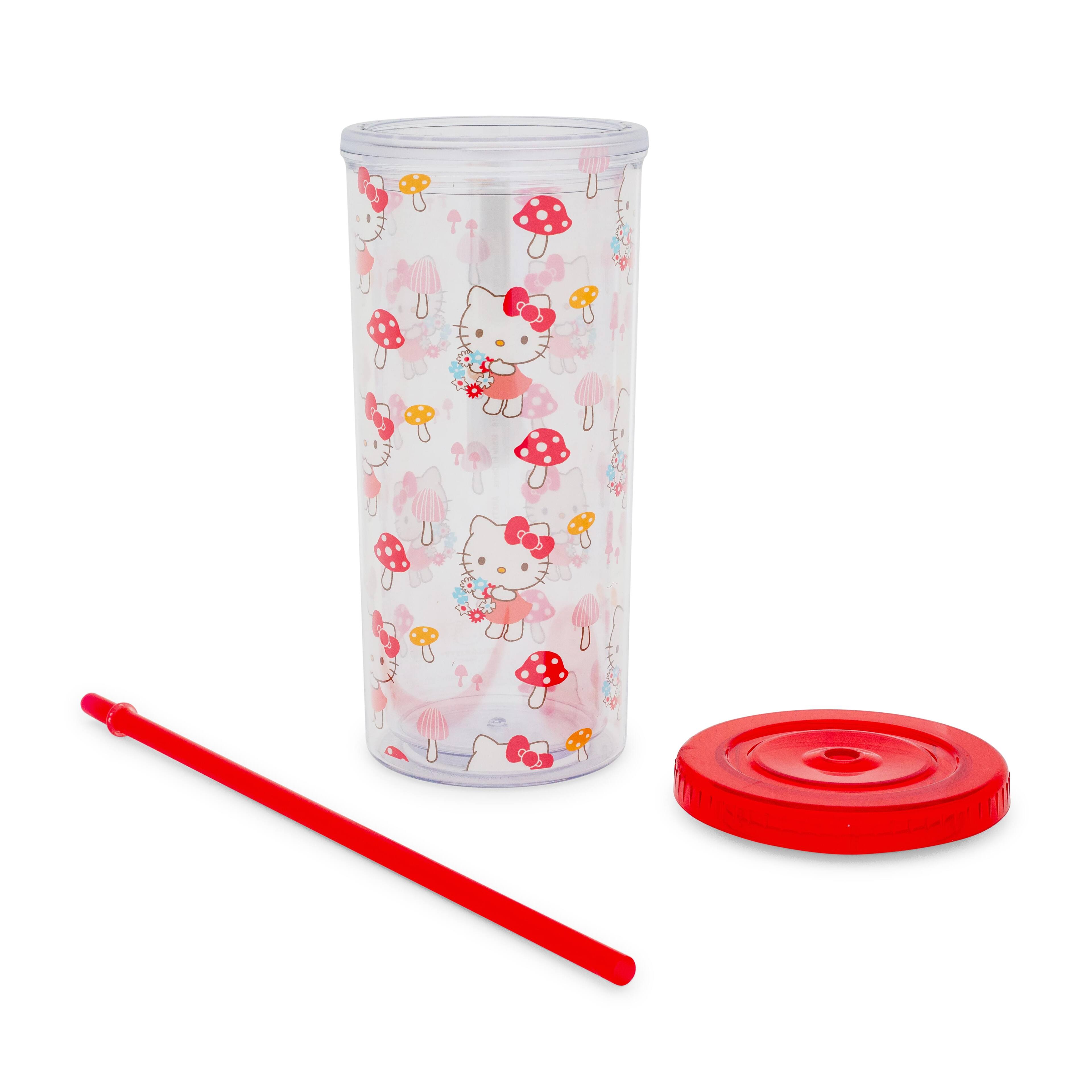 Alt View 10. Silver Buffalo - Sanrio Hello Kitty Mushrooms Carnival Cup With Lid and Straw | Holds 20 Ounces - Red.
