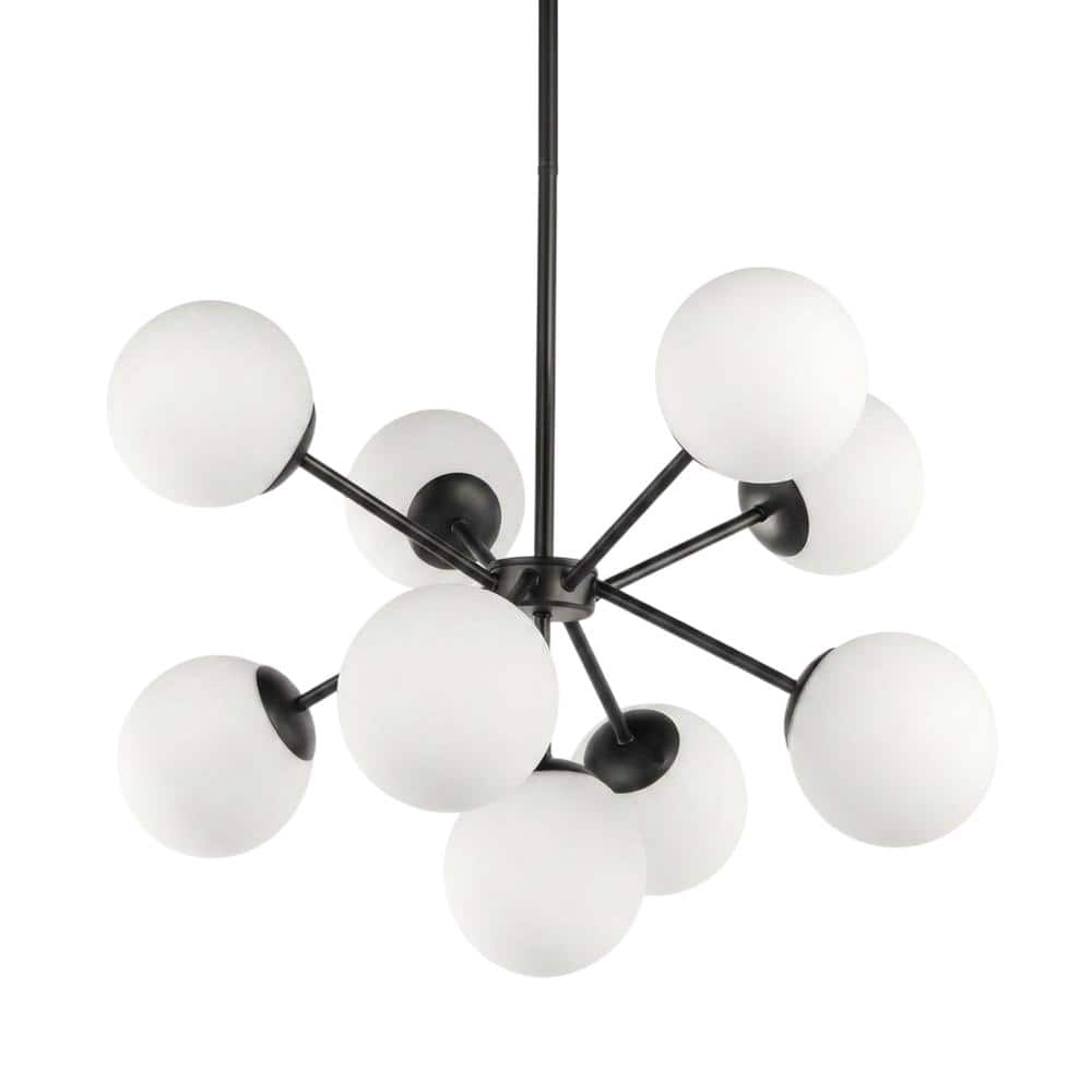 Living District - Jupiter 9 light pendant - Black And Frosted White Glass price history on PriceWatchPro
