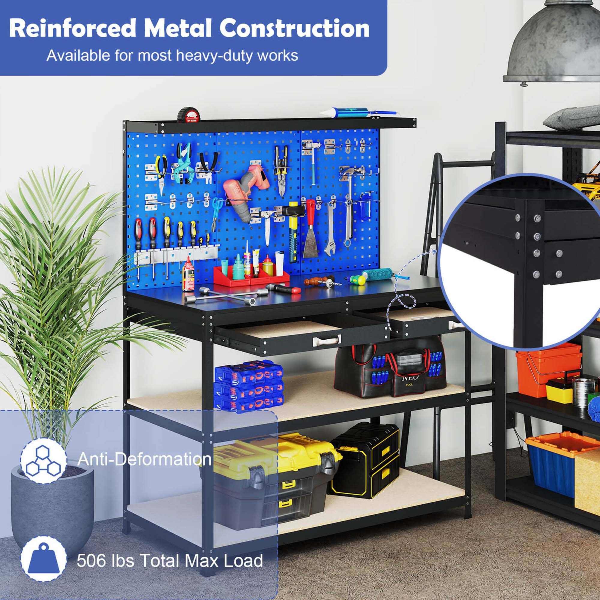 Reinforced Metal Construction  
Available for most heavy-duty works  

Anti-Deformation  

506 lbs Total Max Load