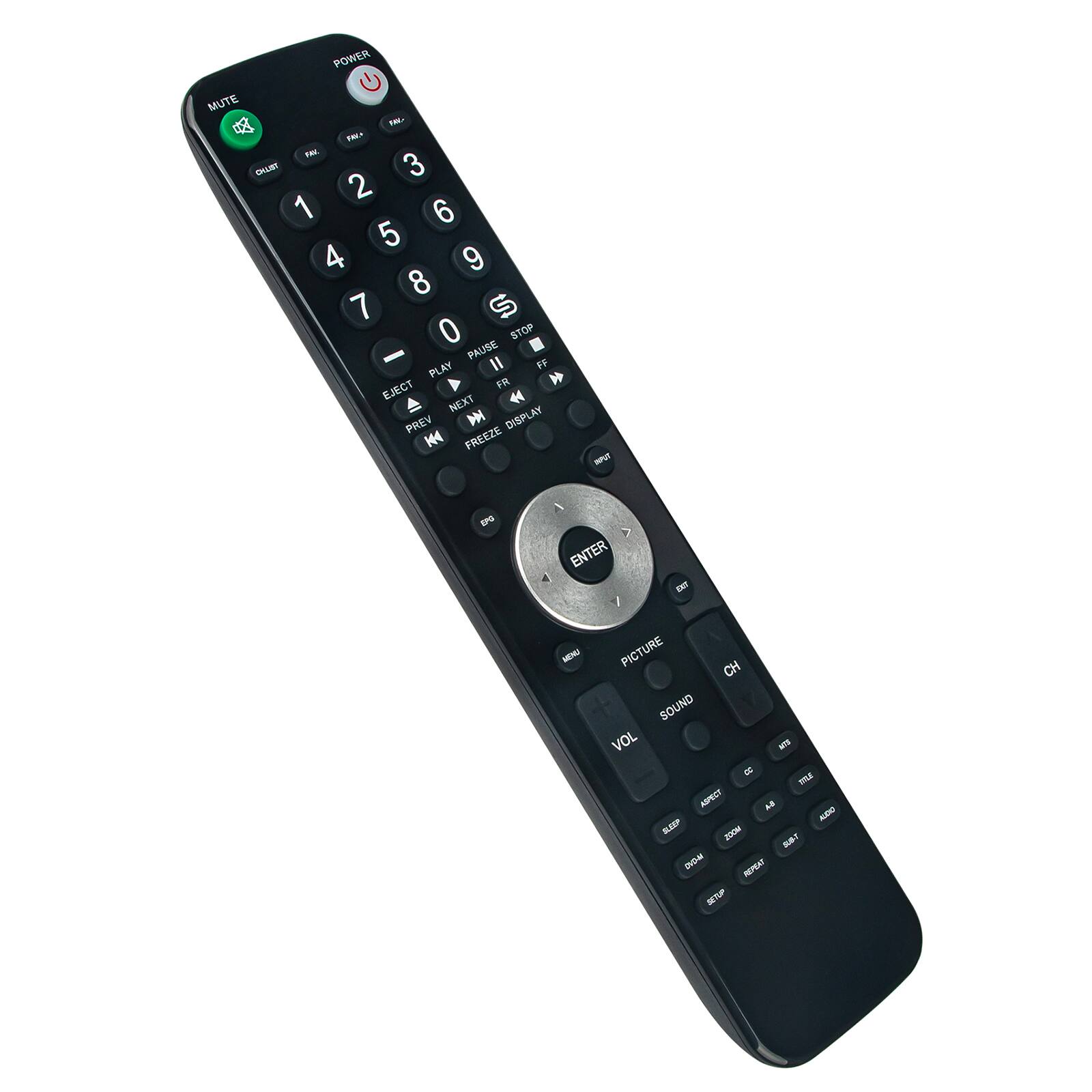 POWER MUTE  FH FHEA PM DHLE 3 2 1 6 5 4 9 8 7 S 0 STOP - PAUSE PLAY II FF EJECT FR NEXT 44 PREV  DISPLAY H FREEZE - EPG I ENTER / - MENU PICTURE CH SOUND VOL MUTE R - ASPECT a. AUDIO SEEP -OM B DIDM NMNT STUP