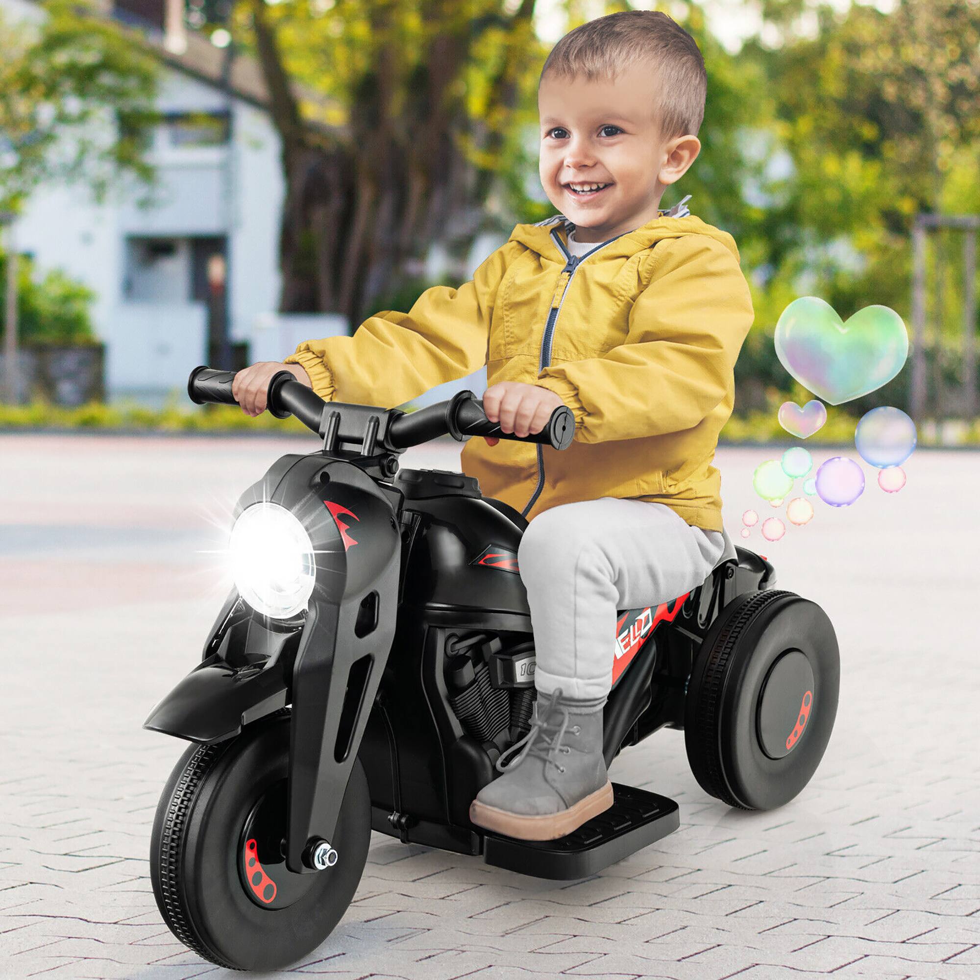 Alt View 1. Gymax - Gymax 6V Kids Bubble Car Electric Ride on Motorcycle w/ Music Button & LED Headlight Black - Black.