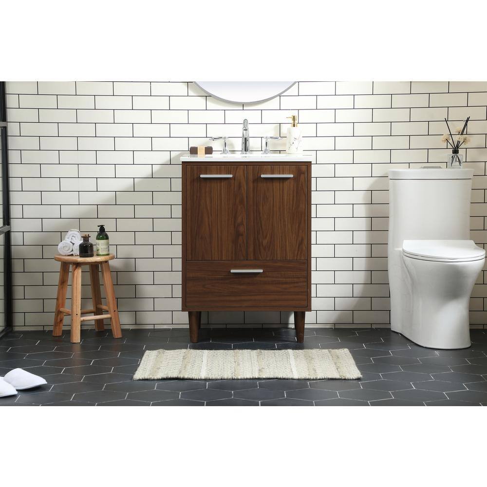 Front. Elegant Kitchen and Bath - 24 inch bathroom vanity in Walnut - Walnut.