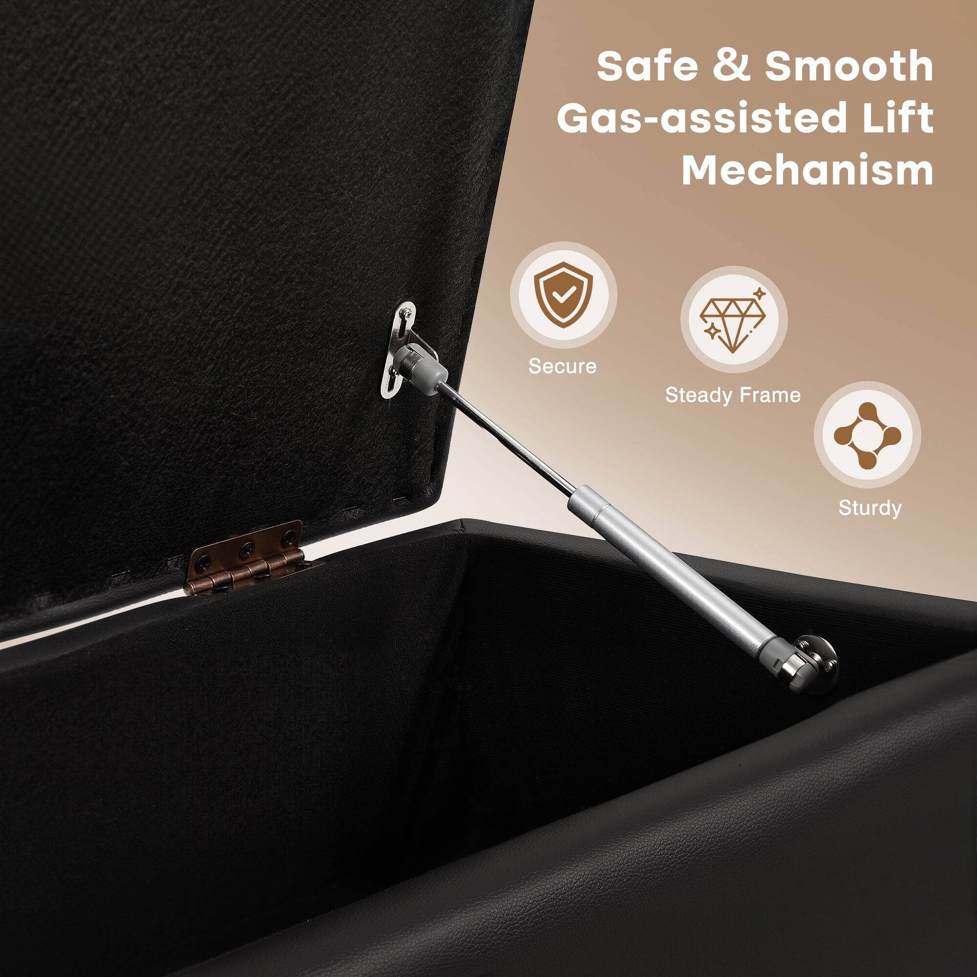 Safe & Smooth Gas-assisted Lift Mechanism  
Secure Steady Frame Sturdy