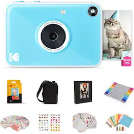 Kodak - Printomatic+ Instant Camera Gift Bundle w/Case, Zink Paper & More - Blue