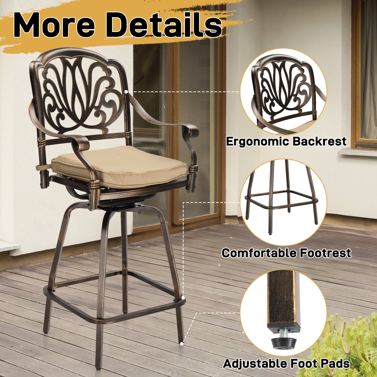More Details

- Ergonomic Backrest
- Comfortable Footrest
- Adjustable Foot Pads