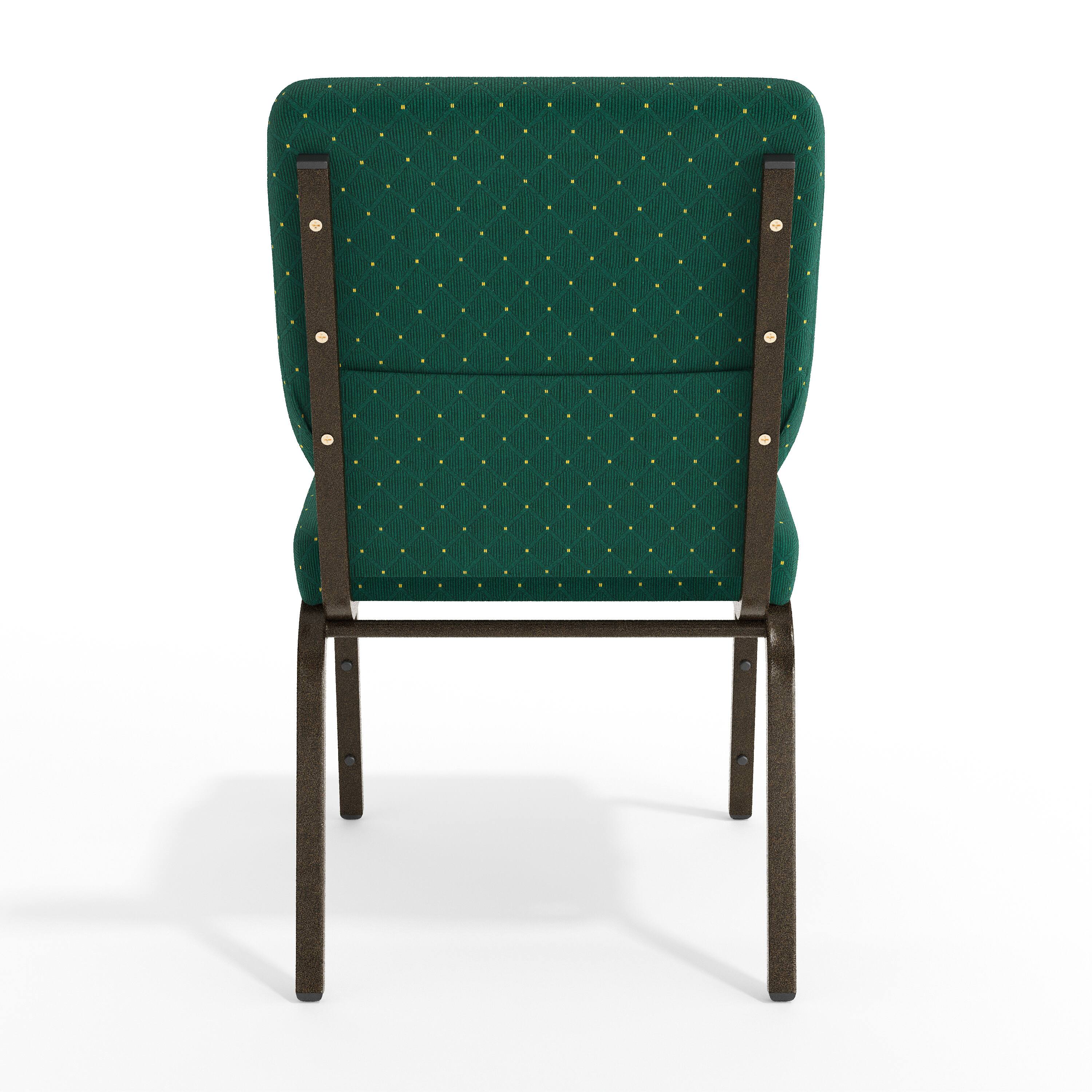 Alt View 7. Emma + Oliver - 18.5"W Stacking Church/Reception Guest Chair - Green Patterned Fabric/Gold Vein Frame.