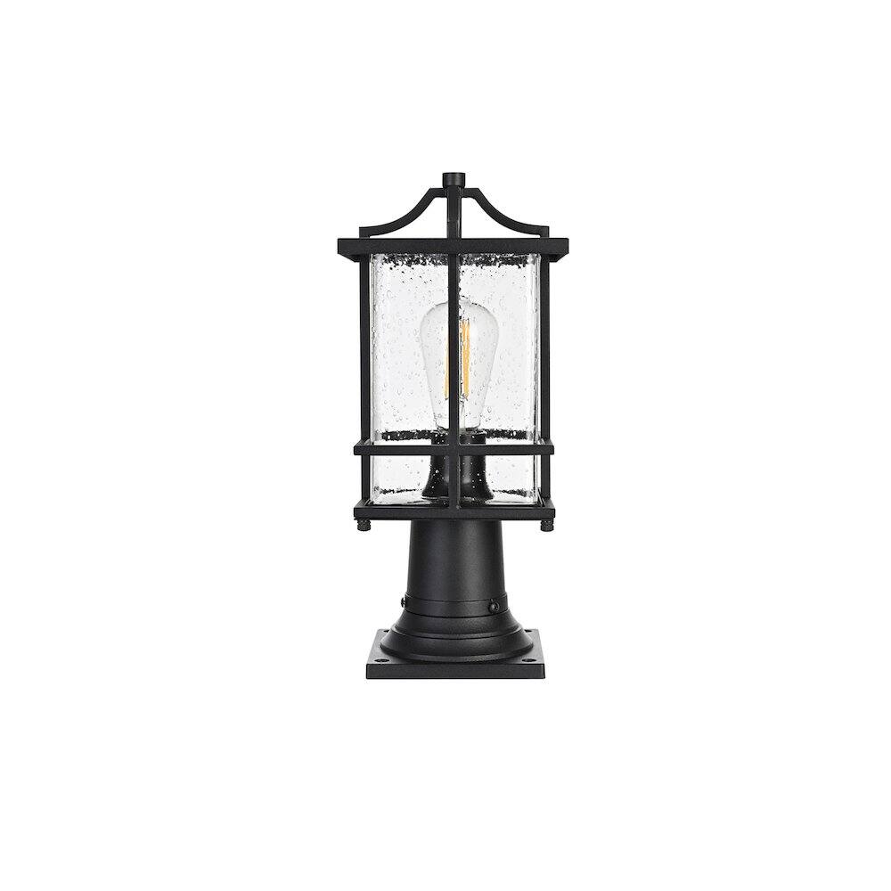 Left. Elegant Lighting - Miller 7 inch Outdoor Pendant in Black - Black.