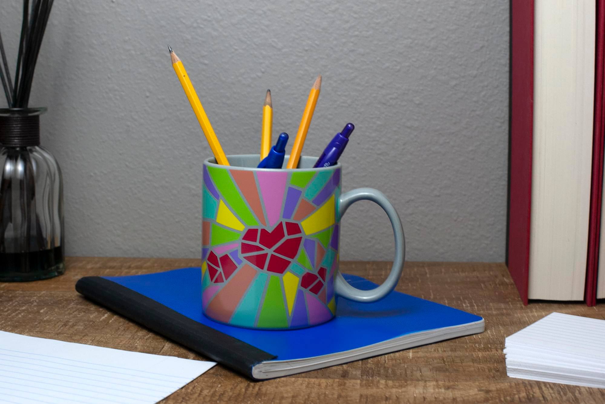 Alt View 3. Toynk - 2020 Sidewalk Chalk Inspired Mosaic Heart Ceramic Coffee Mug | Holds 16 Ounces - Red.