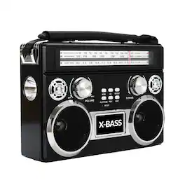 Supersonic - Retro Rechargeable 3 Band Radio With Bluetooth and Flashlight in Black