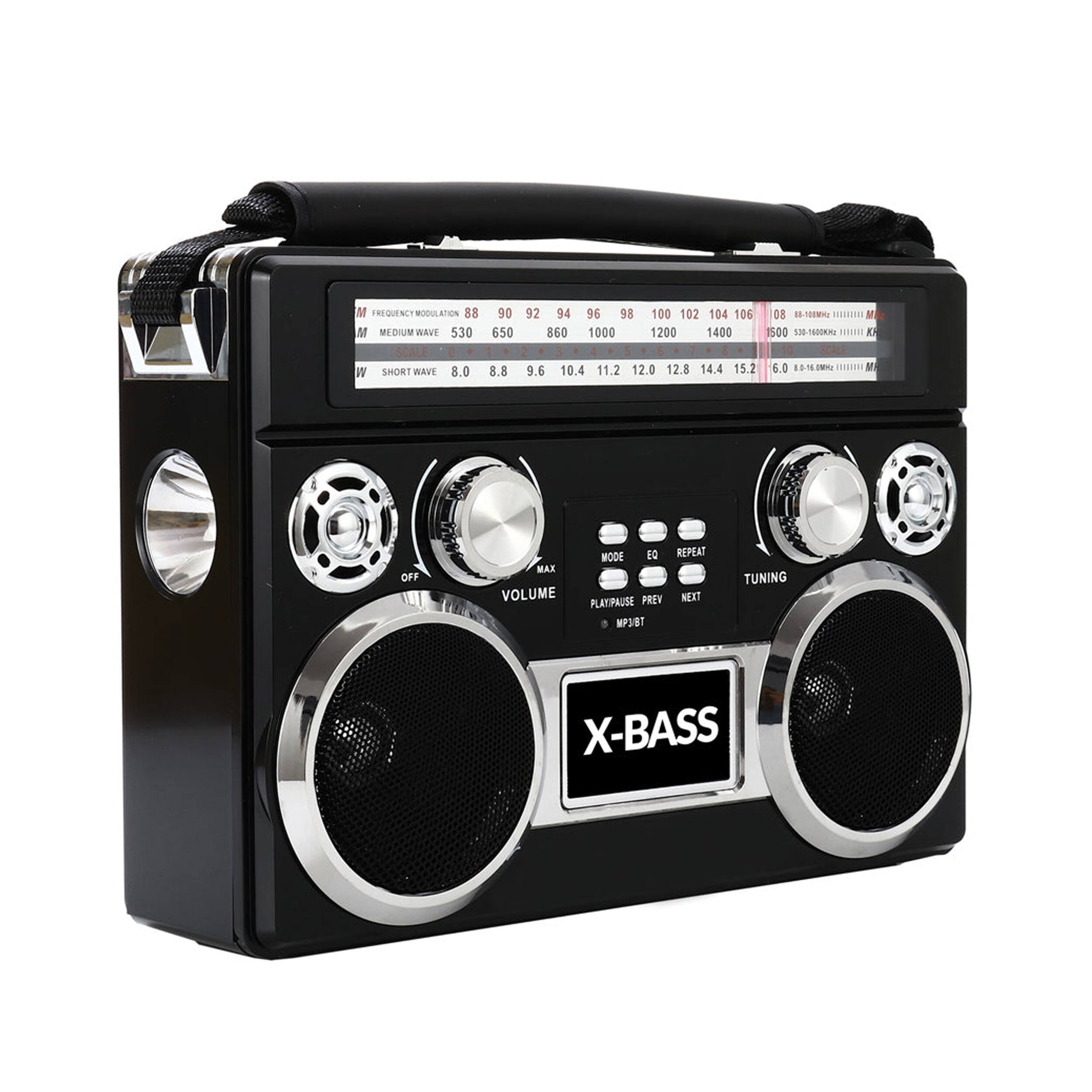 M FREQUENCY MODULATION 88 90 92 94 96 98 100 102 104 106 08 B 860 1000 1200 1400 1500 5 A 9.6 10.4 11.2 12.0 12.8 14.4 15.2 6.0 80-16.00 C M OFF MAX VOLUME MODE EQ REPEAT PREV NEXT PLAY/PAUSE MP3/TUNING X-BASS