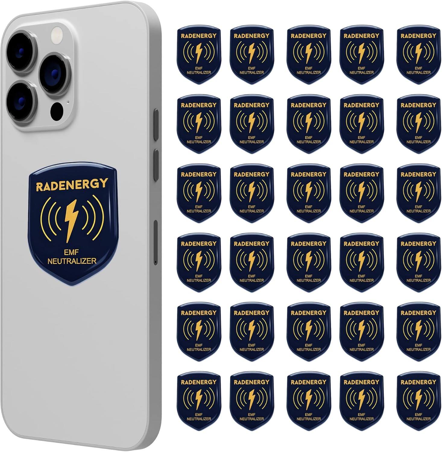 RadEnergy - EMF Neutralizer Stickers, Shield Protection for Phones, Tablets, Laptops, and WiFi Devices (6) - Golden
