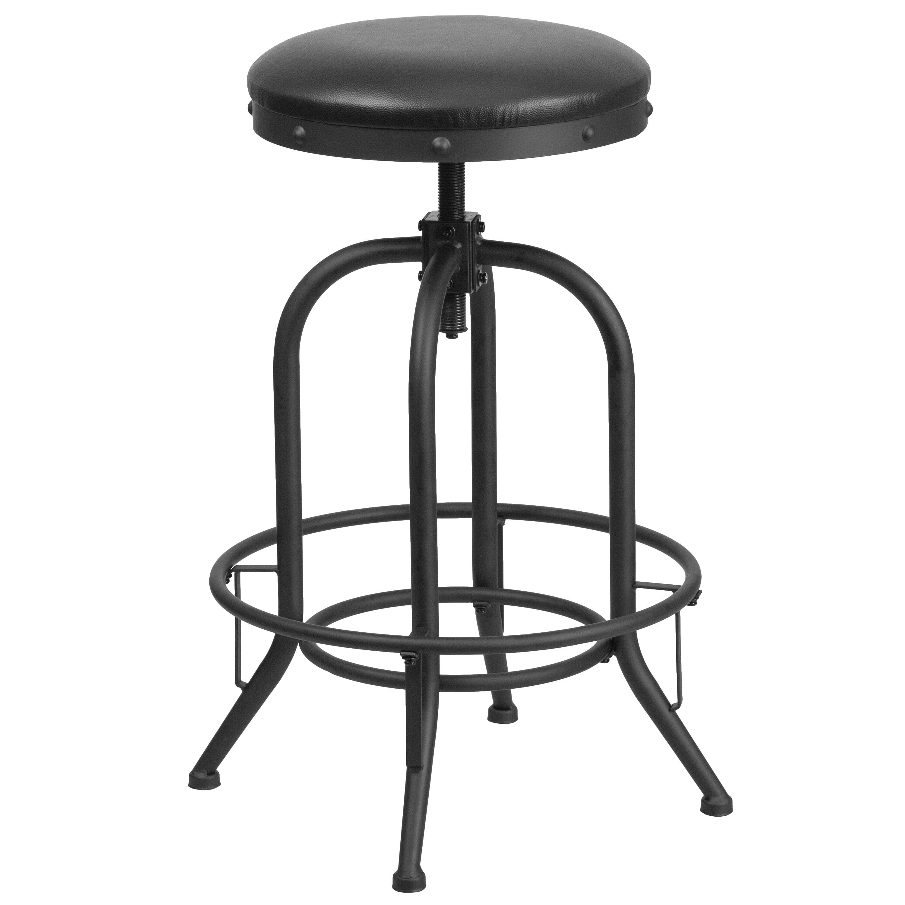 Alt View 1. Emma + Oliver - 30'' Barstool with Swivel Lift Leather Seat - Black.