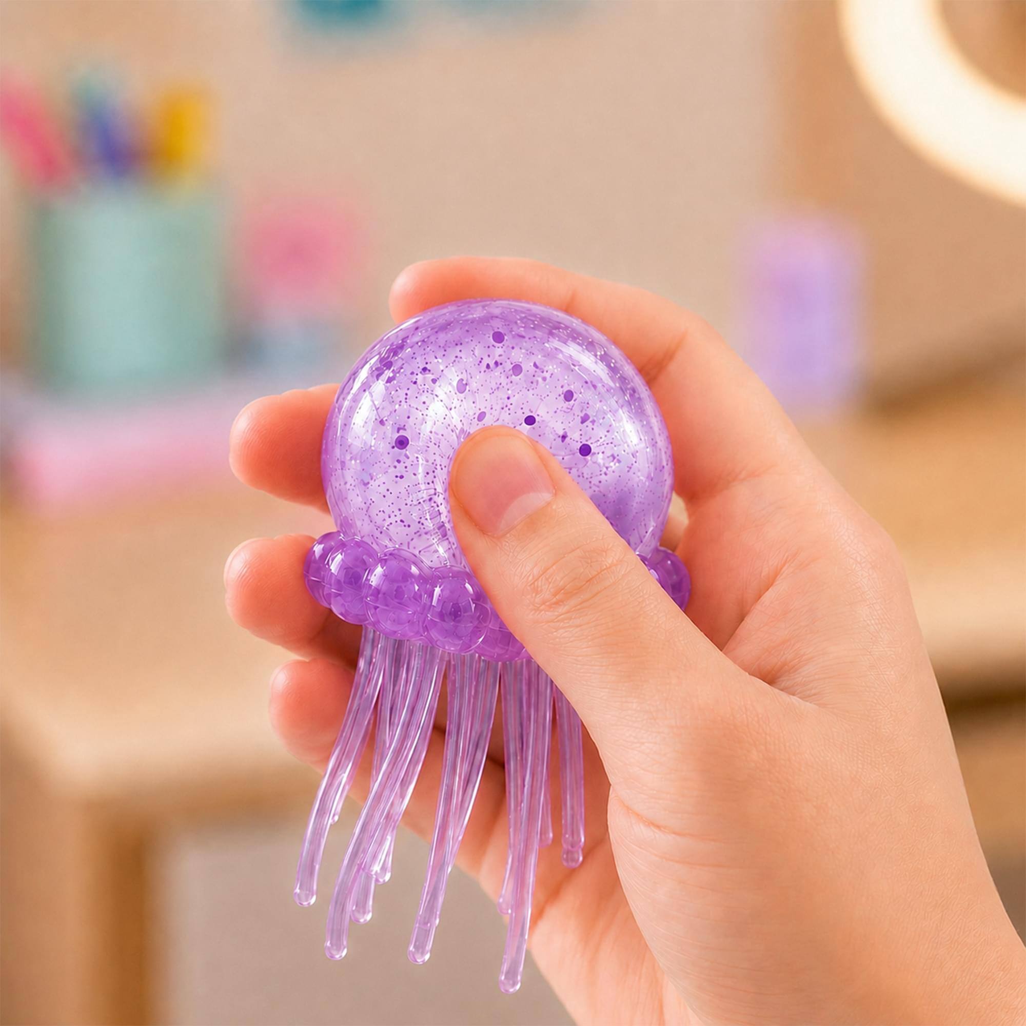 Alt View 2. Puka Creations - Squishy Jellyfish 3.5-Inch Stress Reliever | Purple - Purple.