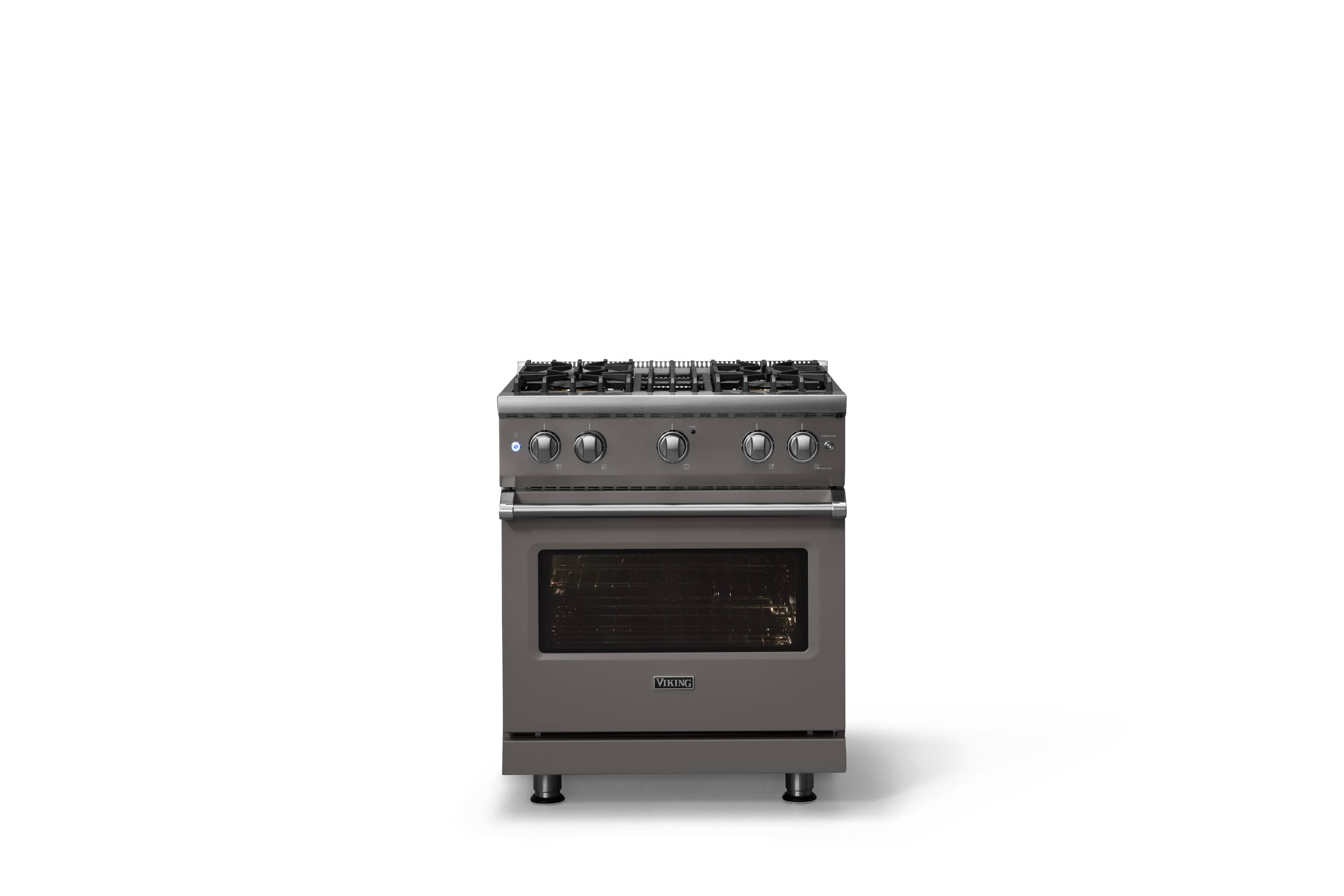 Alt View 1. Viking - Pro 5 Series 4.0 Cu. Ft. Freestanding Sealed 4 Burner Gas Convection Range - Damascus Gray - Damascus Gray.