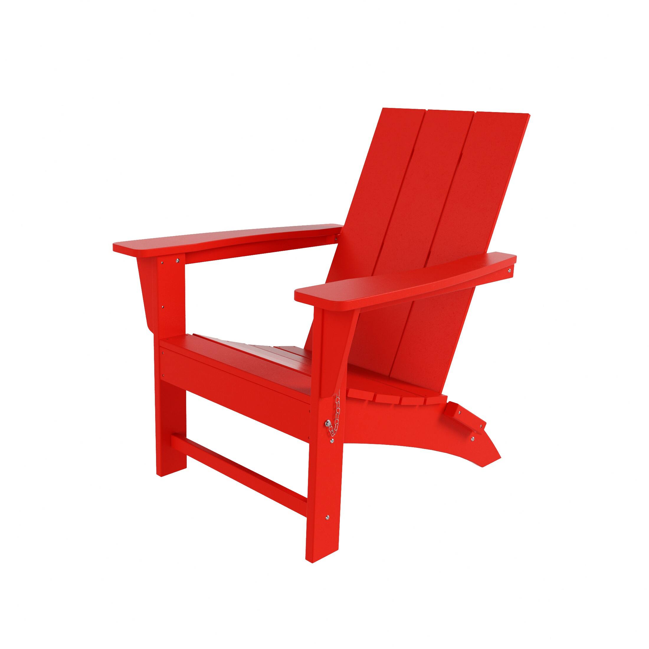 Alt View 3. WestinTrends - WestinTrends Ashore Outdoor HDPE Modern Folding Adirondack Chair - Red.