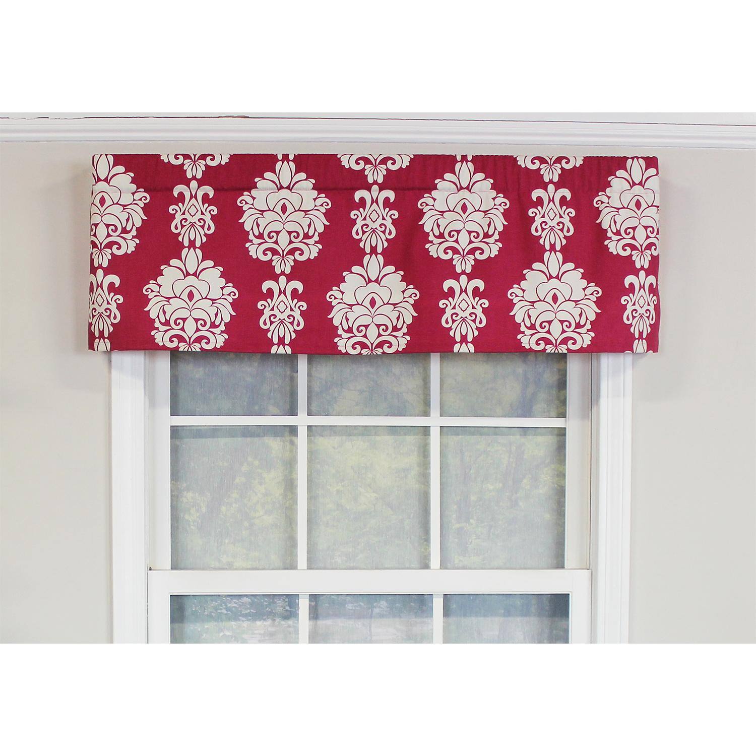 Angle. RLF Home - RLF Home Free Spin Tailored 100% Cotton with Fully Lined 3" Rod Pocket Valnance for Windows 50" x 14" Red - Red.