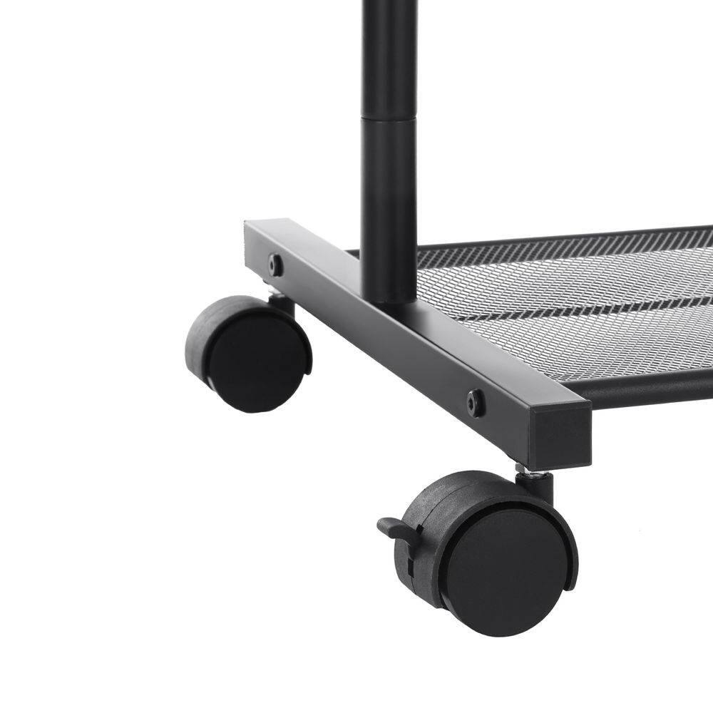 Angle. Hivvago - Simple Black Steel Tube Rolling Garment Clothes Rack with Bottom Mesh Shelf - Black.