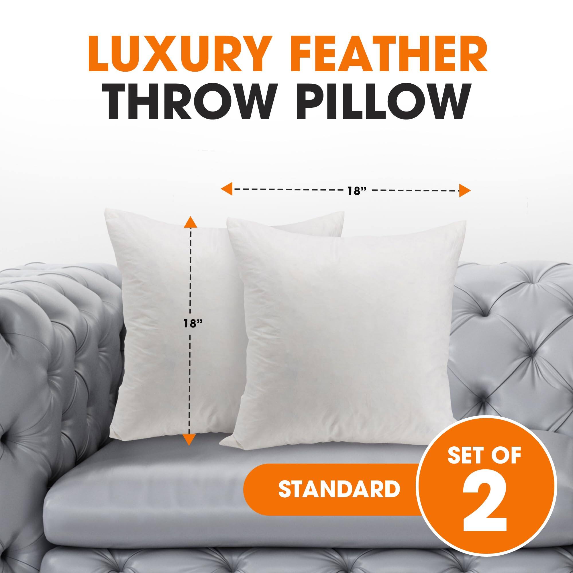 LUXURY FEATHER THROW PILLOW  
18" x 18"  
SET OF STANDARD 2