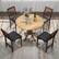 Left. Costway - Rustic Dining Table Wooden Dining Table with Round Tabletop & Curved Trestle Legs - Natural.