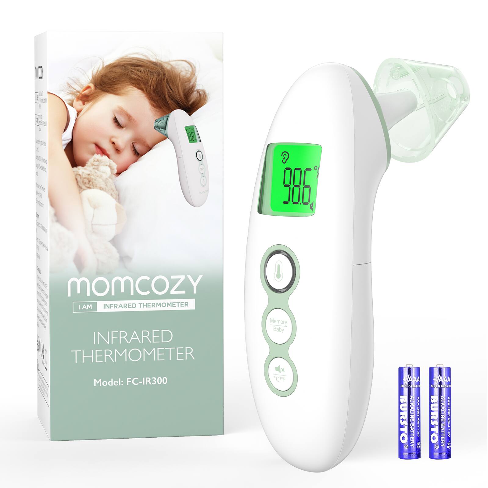momcozy  
IAM INFRARED THERMOMETER  
INFRARED THERMOMETER  
Model: FC-IR300  

Memory Baby  
CTF  

BURSTO  
AA BATTERIES