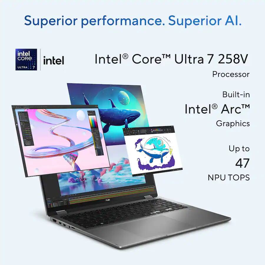 Superior performance. Superior AI.

Intel Core Ultra 7 258V Processor

Built-in Intel Arc Graphics

Up to 47 NPU TOPS