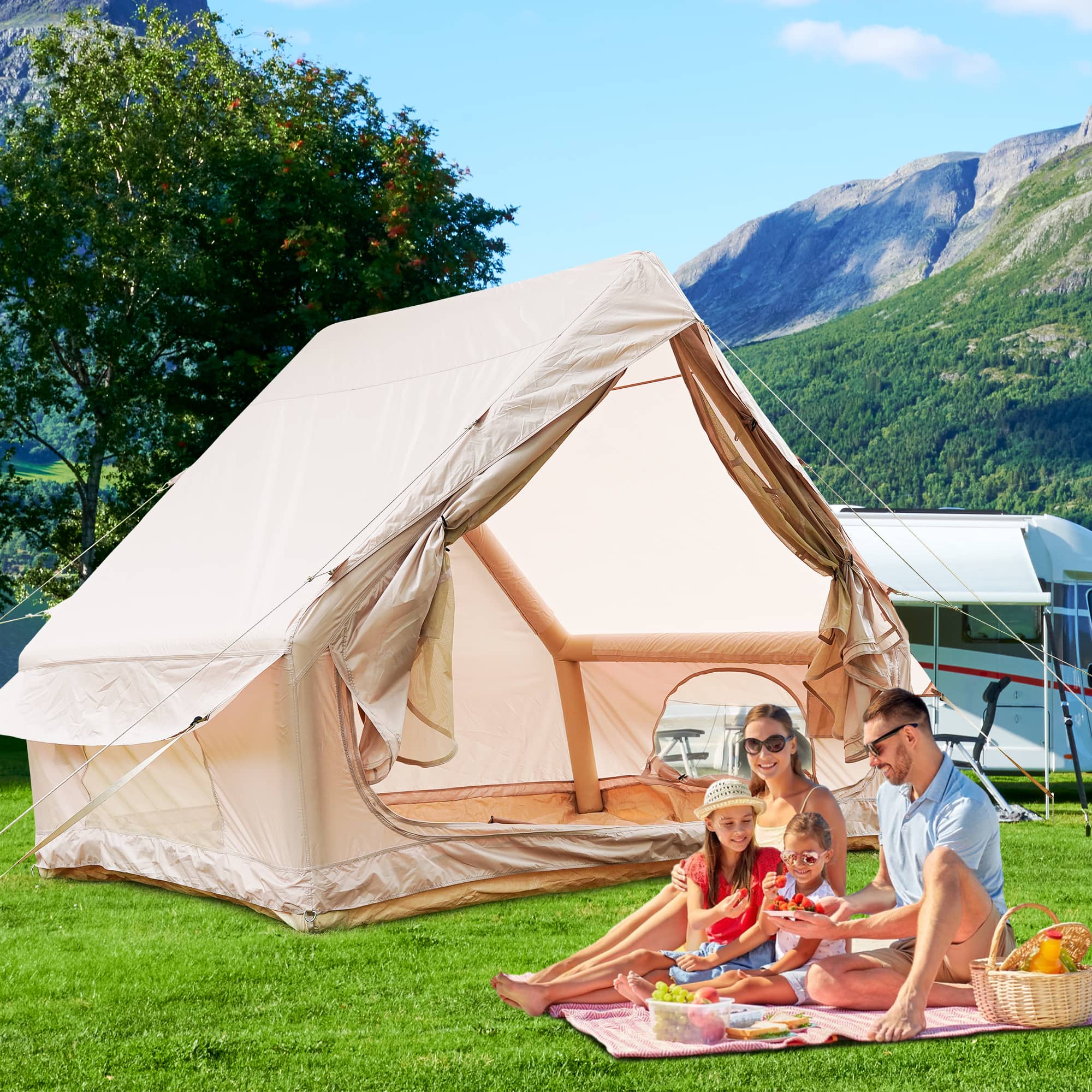 APRILSOUL Inflatable Tent With Pump Glamping Tents 4 6