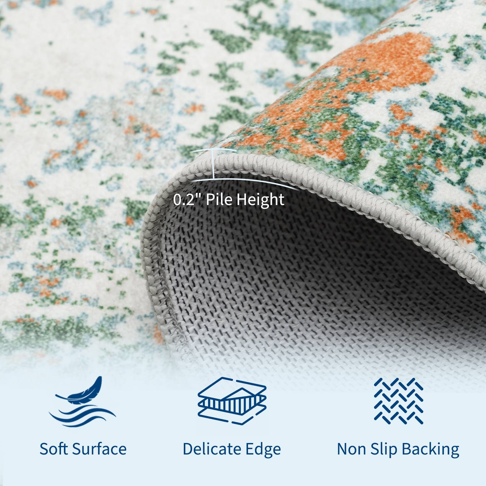 0.2" Pile Height

Soft Surface
Delicate Edge
Non Slip Backing