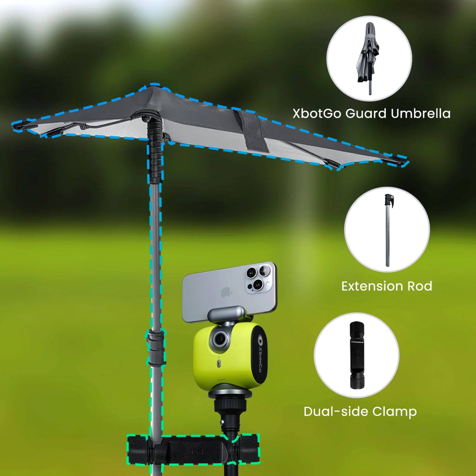 XbotGo Guard Umbrella  
Extension Rod  
Dual-side Clamp