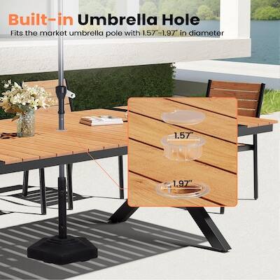 Built-in Umbrella Hole  
Fits the market umbrella pole with 1.57-1.97 in diameter  
1.57"  
1.97"