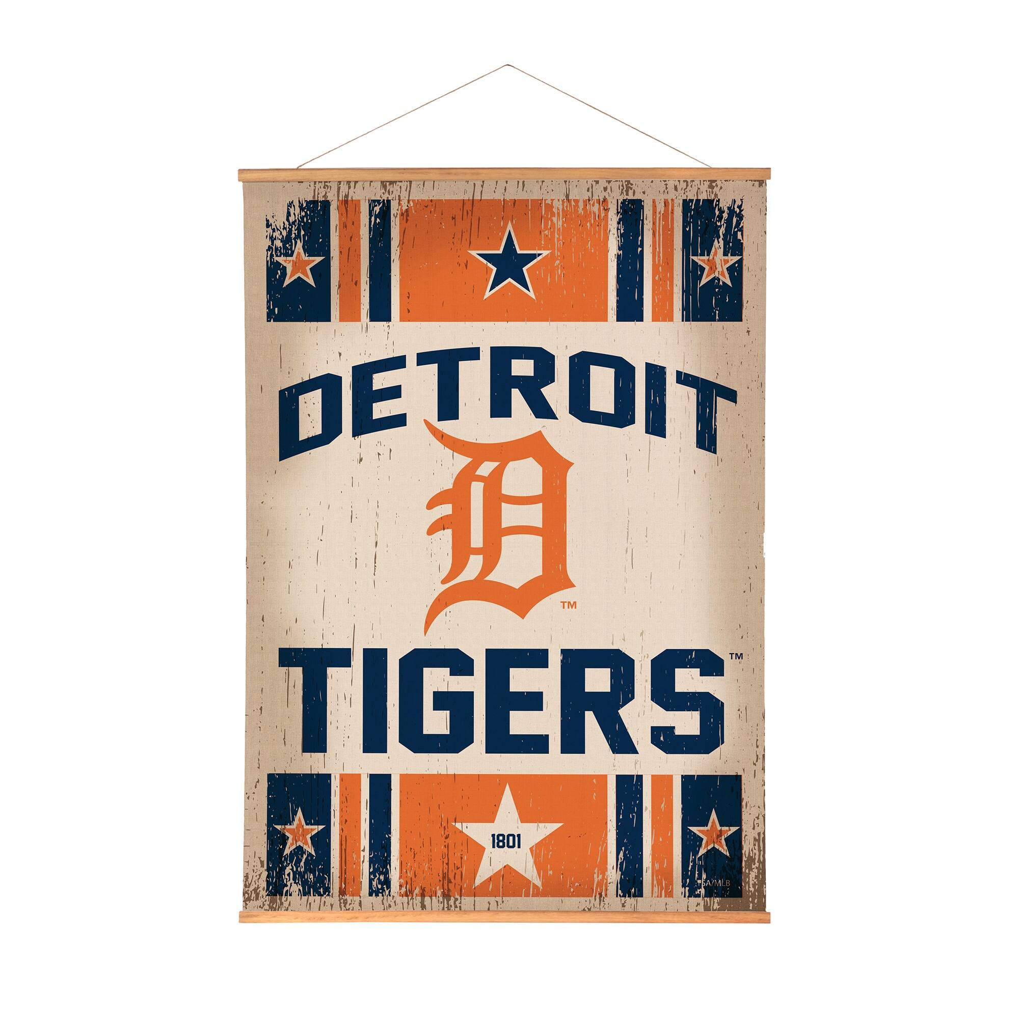 Detroit Tigers 36" x 54" Large Canvas Wall Art Tapestry with Wood Frame