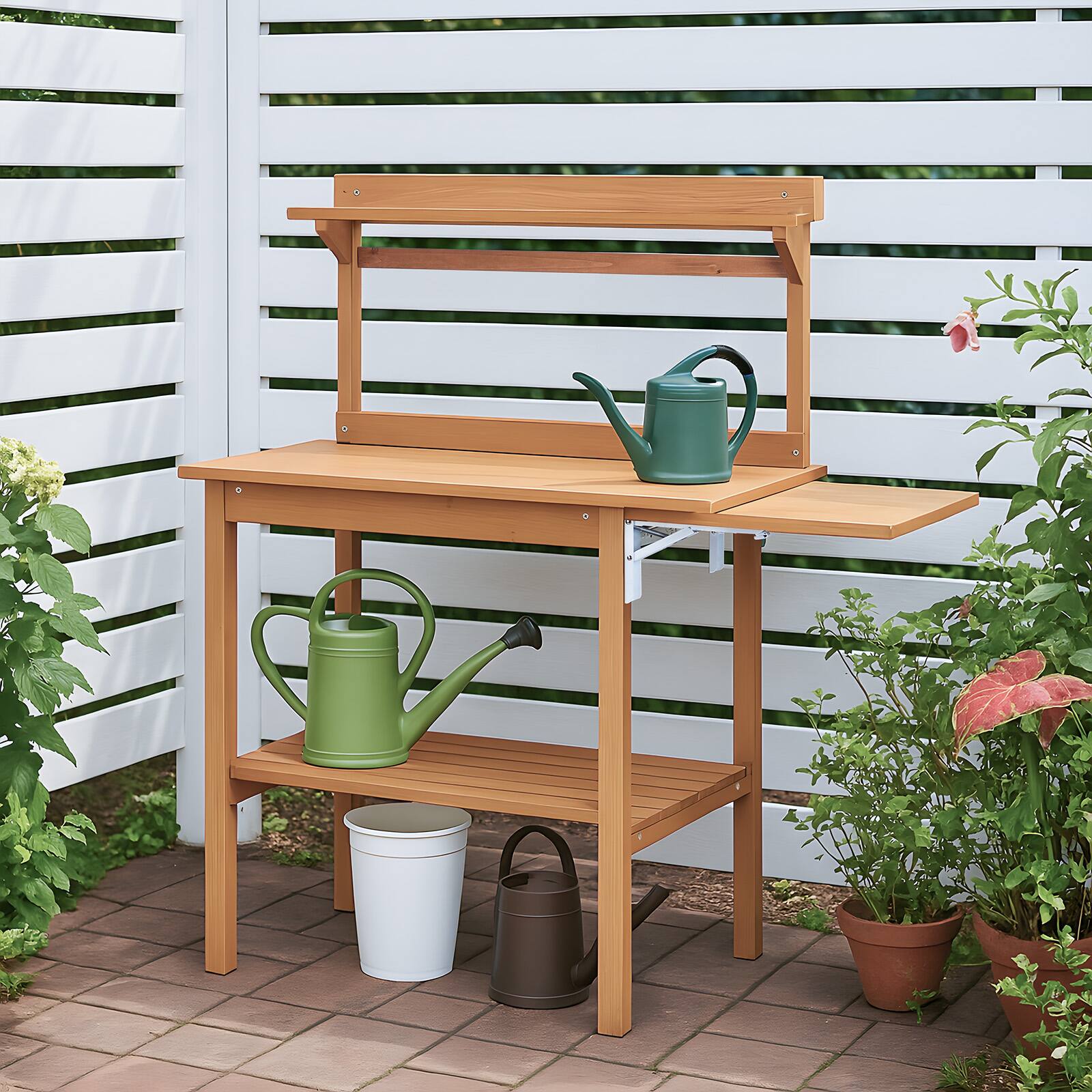 Back. Winado - Outdoor Garden Potting Bench Table Garden Workstation Garden Work Bench - WOOD.