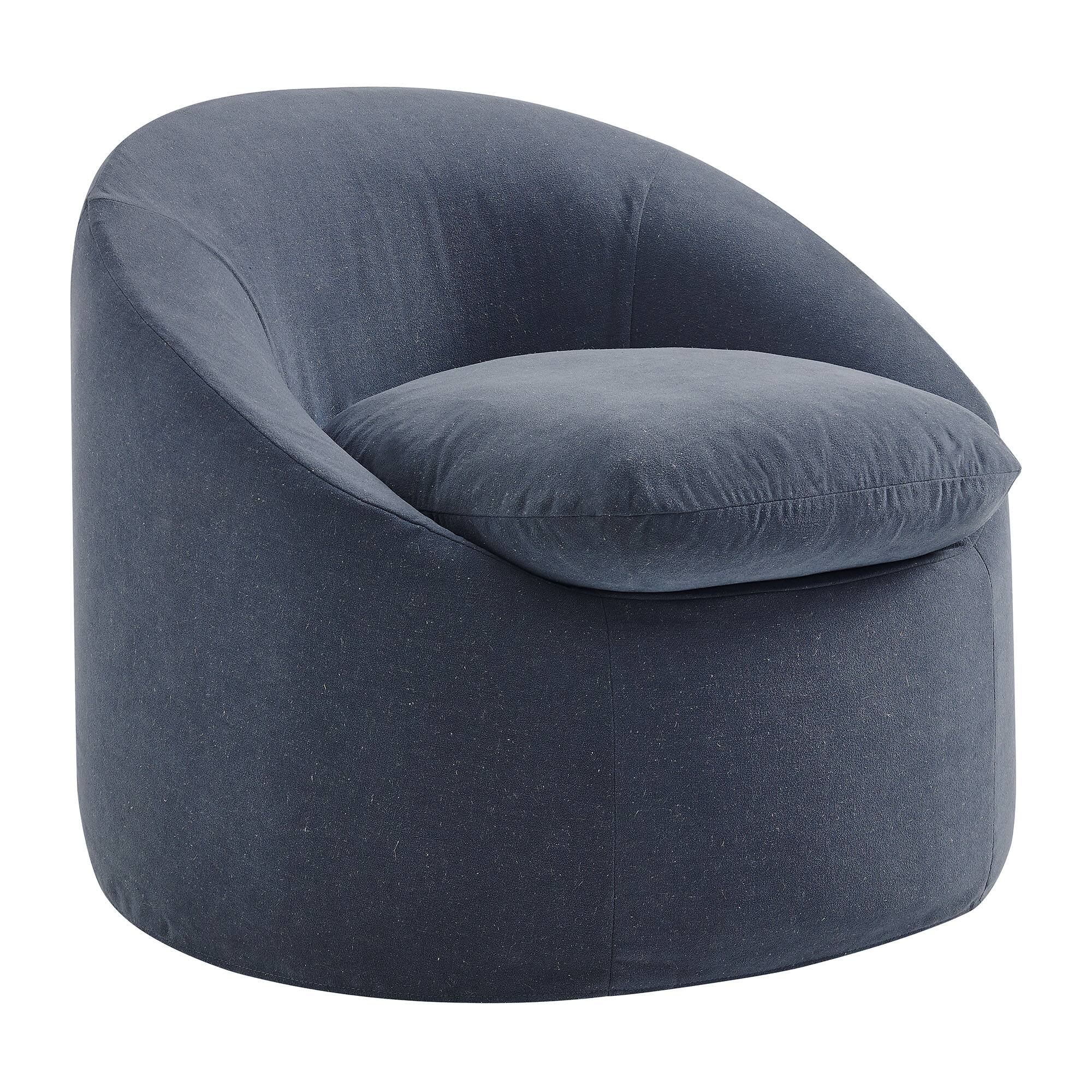 Angle. Modway - Sadie Slipcovered Linen-Blend Round Accent Chair by Modway - Denim.