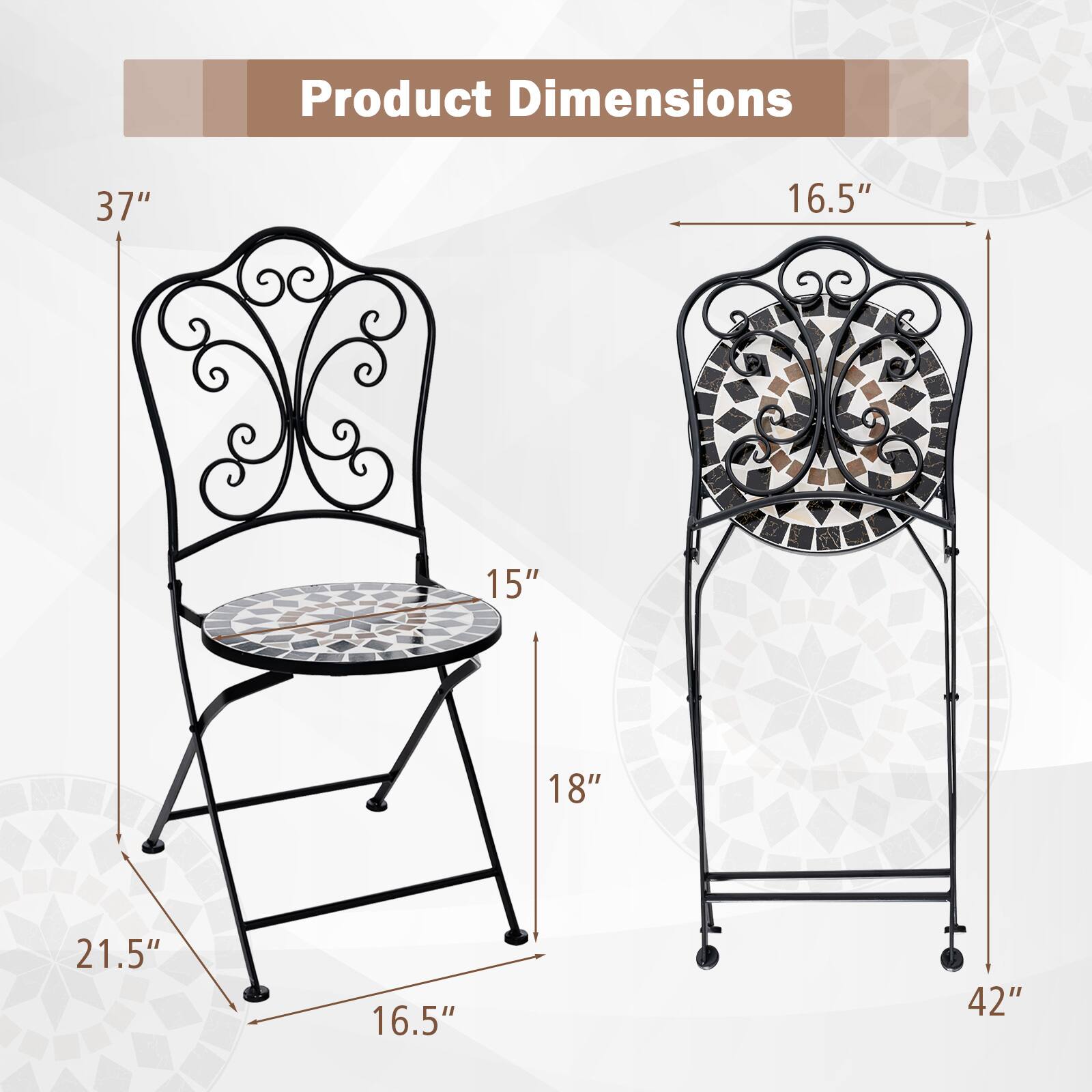 Product Dimensions: 37" x 16.5" x 15" x 18" x 21.5" x 16.5" x 42".