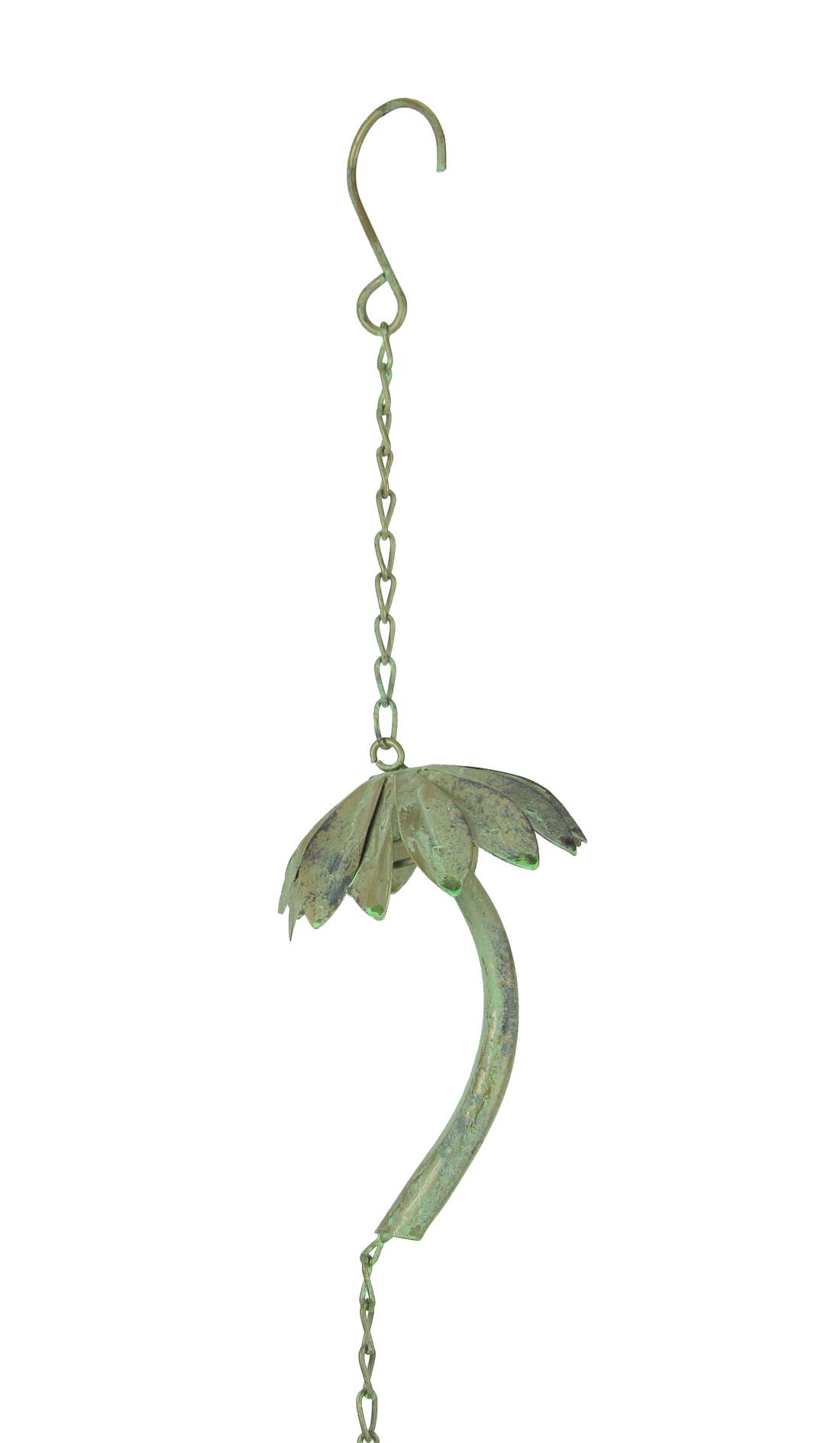 Alt View 2. Things2Die4 - Metal Tropical Palm Tree Rain Chain with Attached Hanger 72 inch - Bronze.